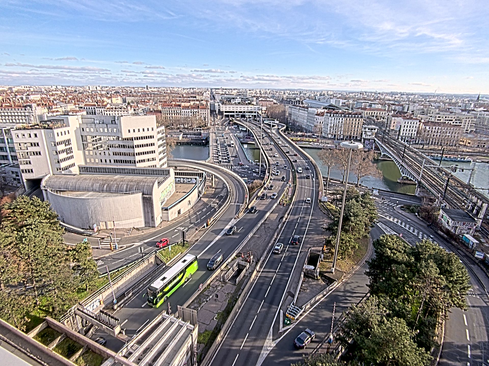 Caméra autoroute à Lyon Perrache à l'entrée Sud du Tunnel sous Fourvière, en direction de Marseille
