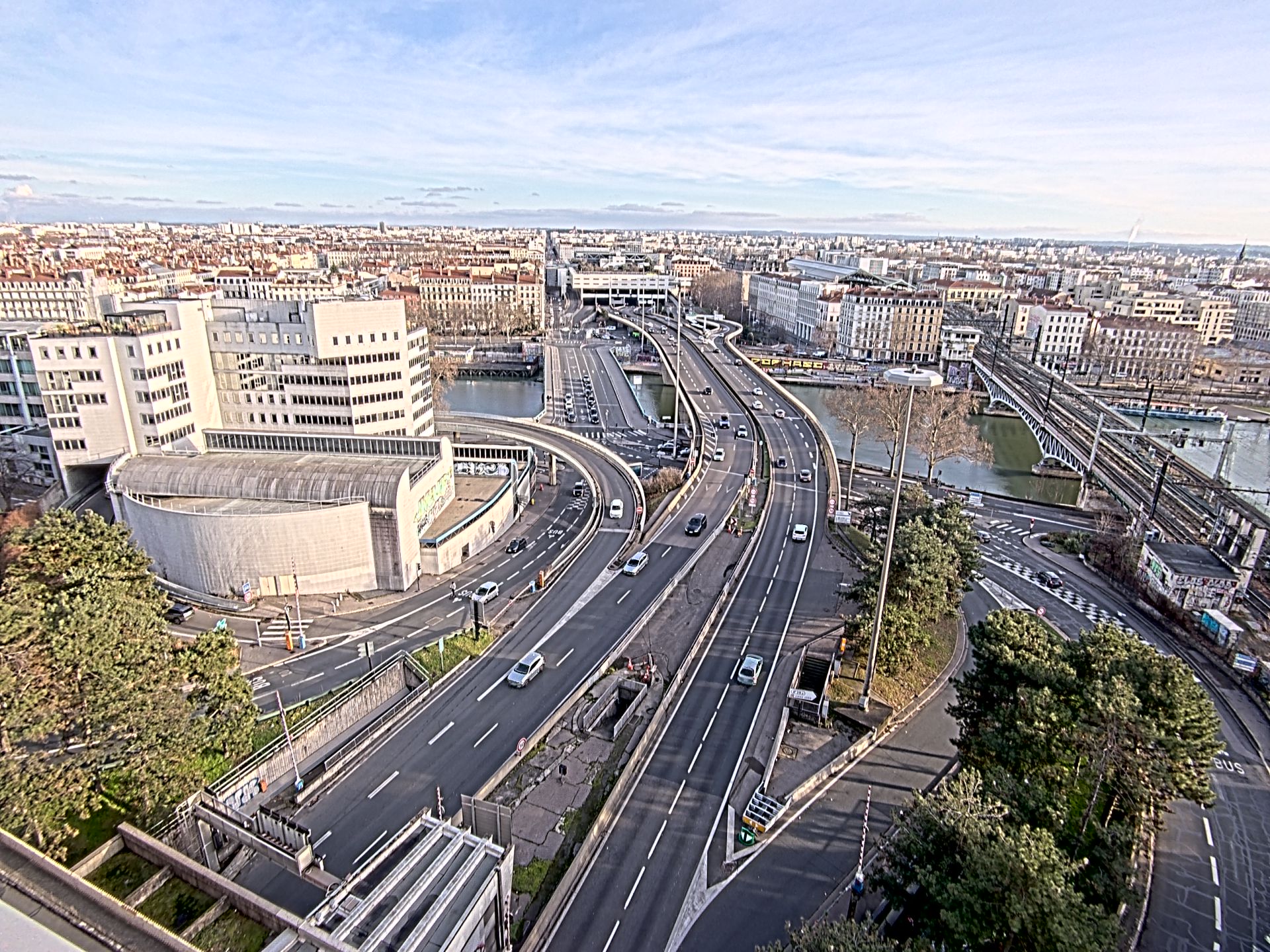Caméra autoroute à Lyon Perrache à l'entrée Sud du Tunnel sous Fourvière, en direction de Marseille
