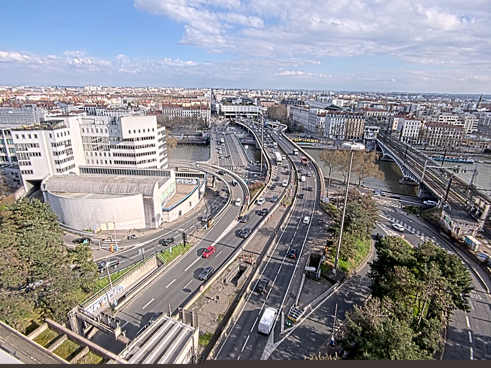 Caméra autoroute à Lyon Perrache à l'entrée Sud du Tunnel sous Fourvière, en direction de Marseille