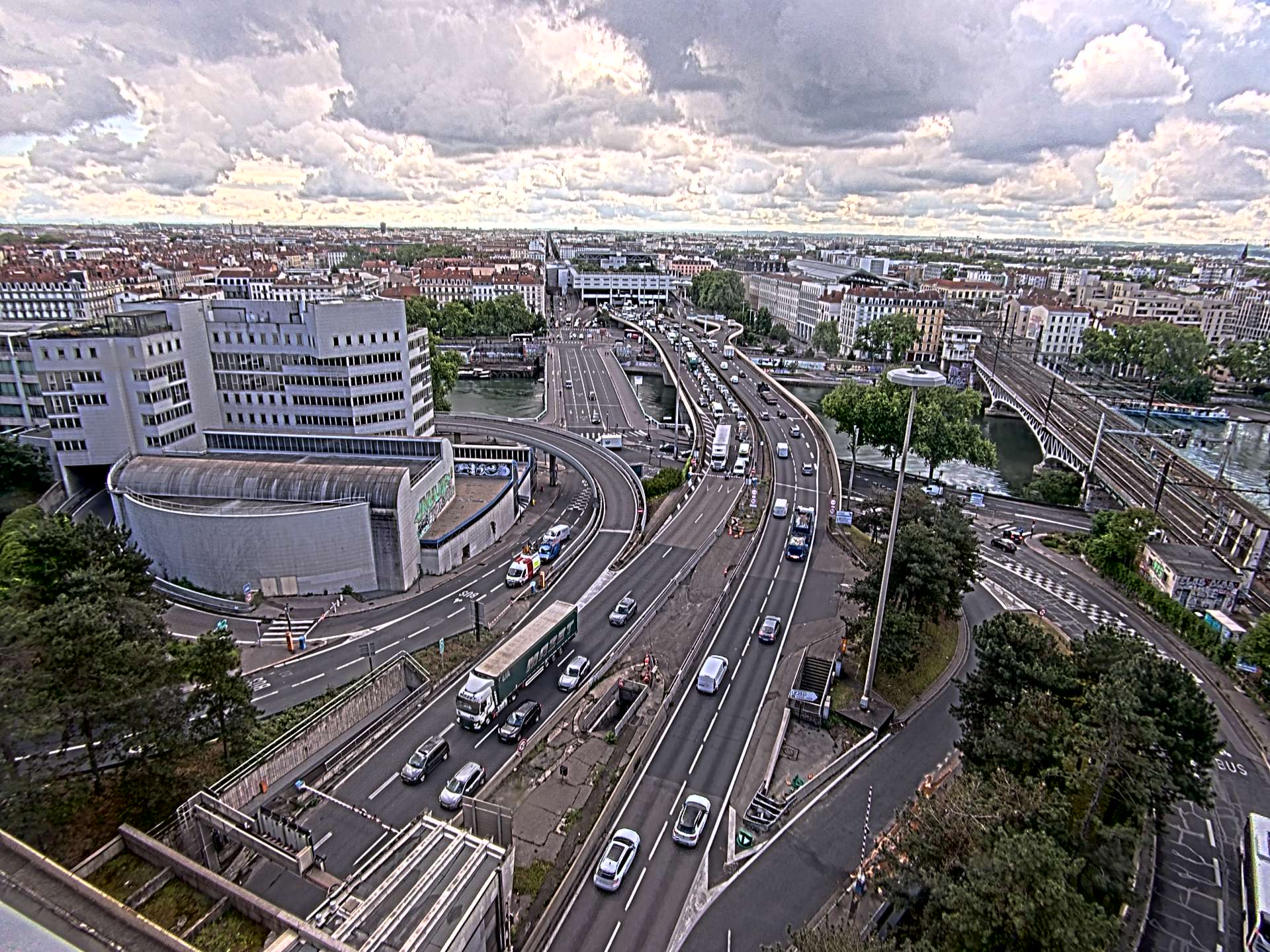 Caméra autoroute à Lyon Perrache à l'entrée Sud du Tunnel sous Fourvière, en direction de Marseille