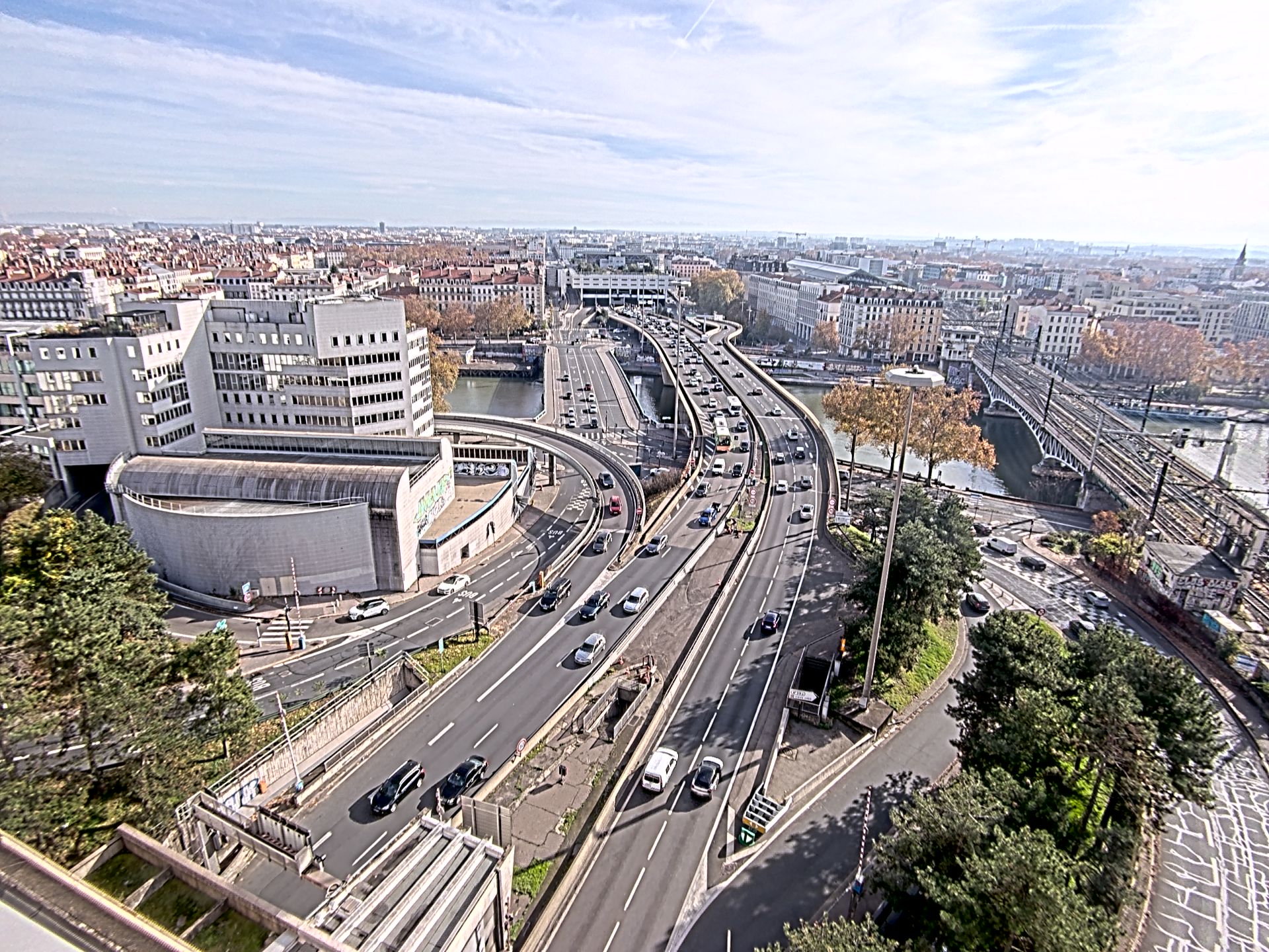 Caméra autoroute à Lyon Perrache à l'entrée Sud du Tunnel sous Fourvière, en direction de Marseille