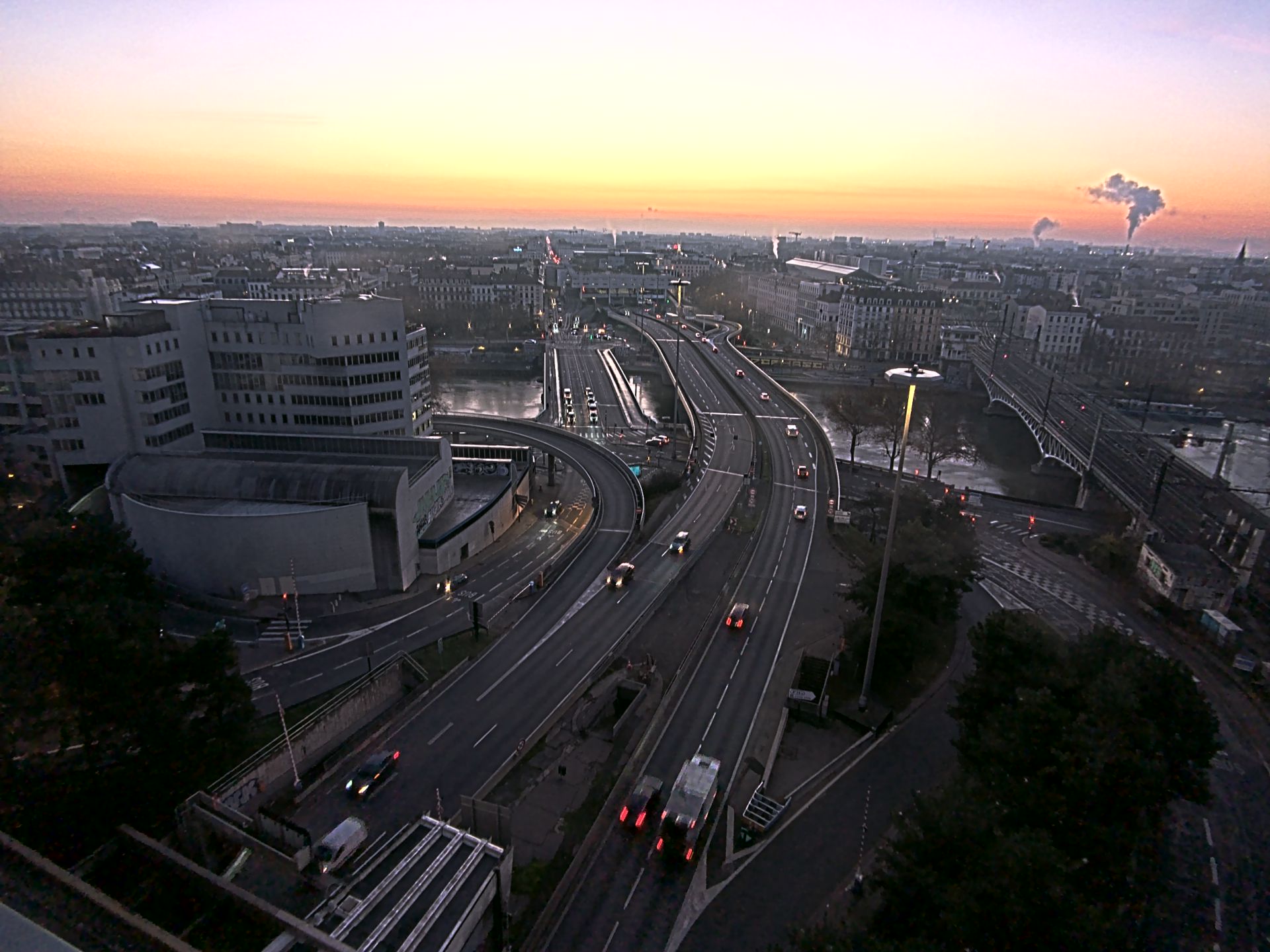 Caméra autoroute à Lyon Perrache à l'entrée Sud du Tunnel sous Fourvière, en direction de Marseille
