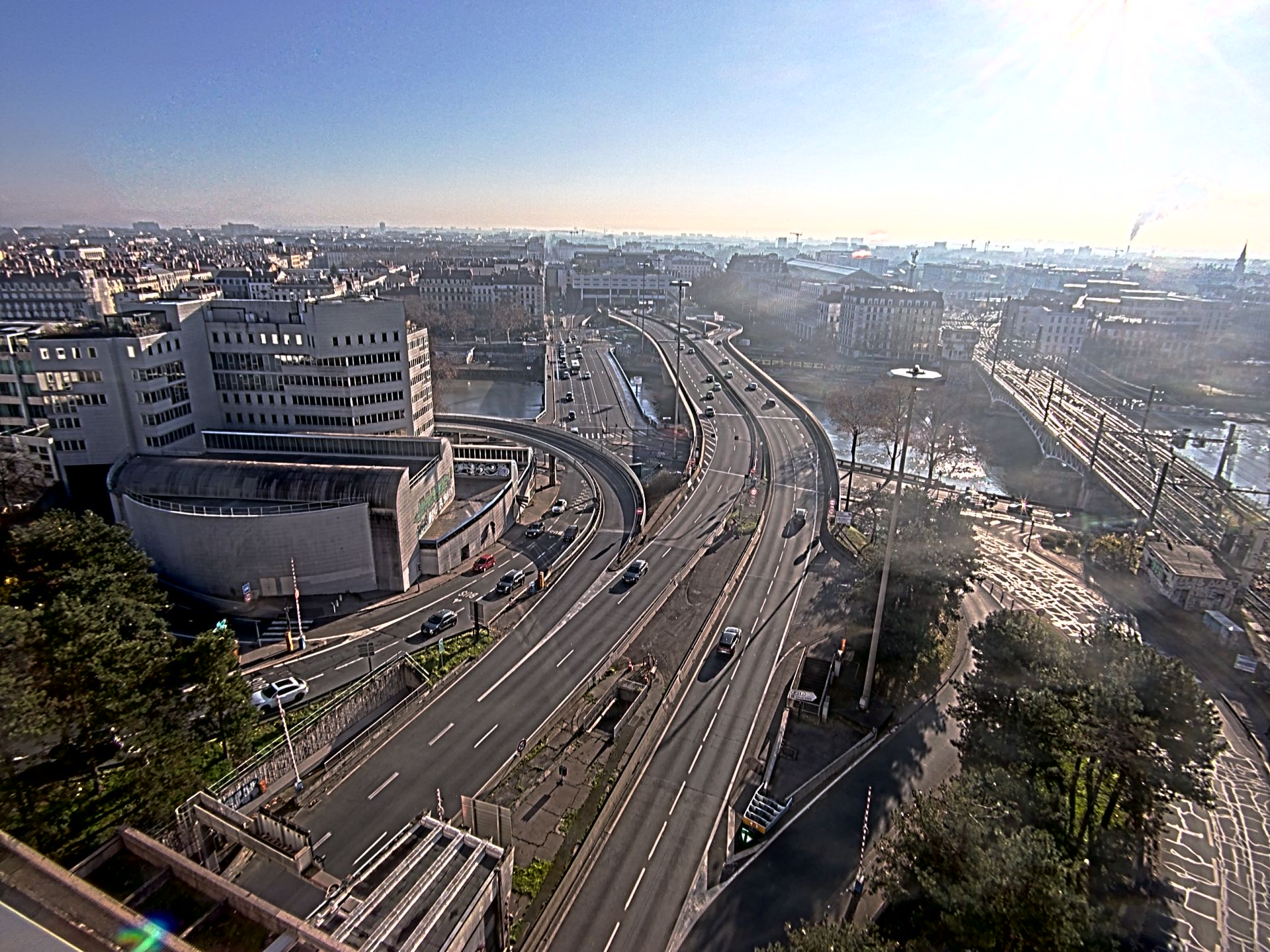 Caméra autoroute à Lyon Perrache à l'entrée Sud du Tunnel sous Fourvière, en direction de Marseille