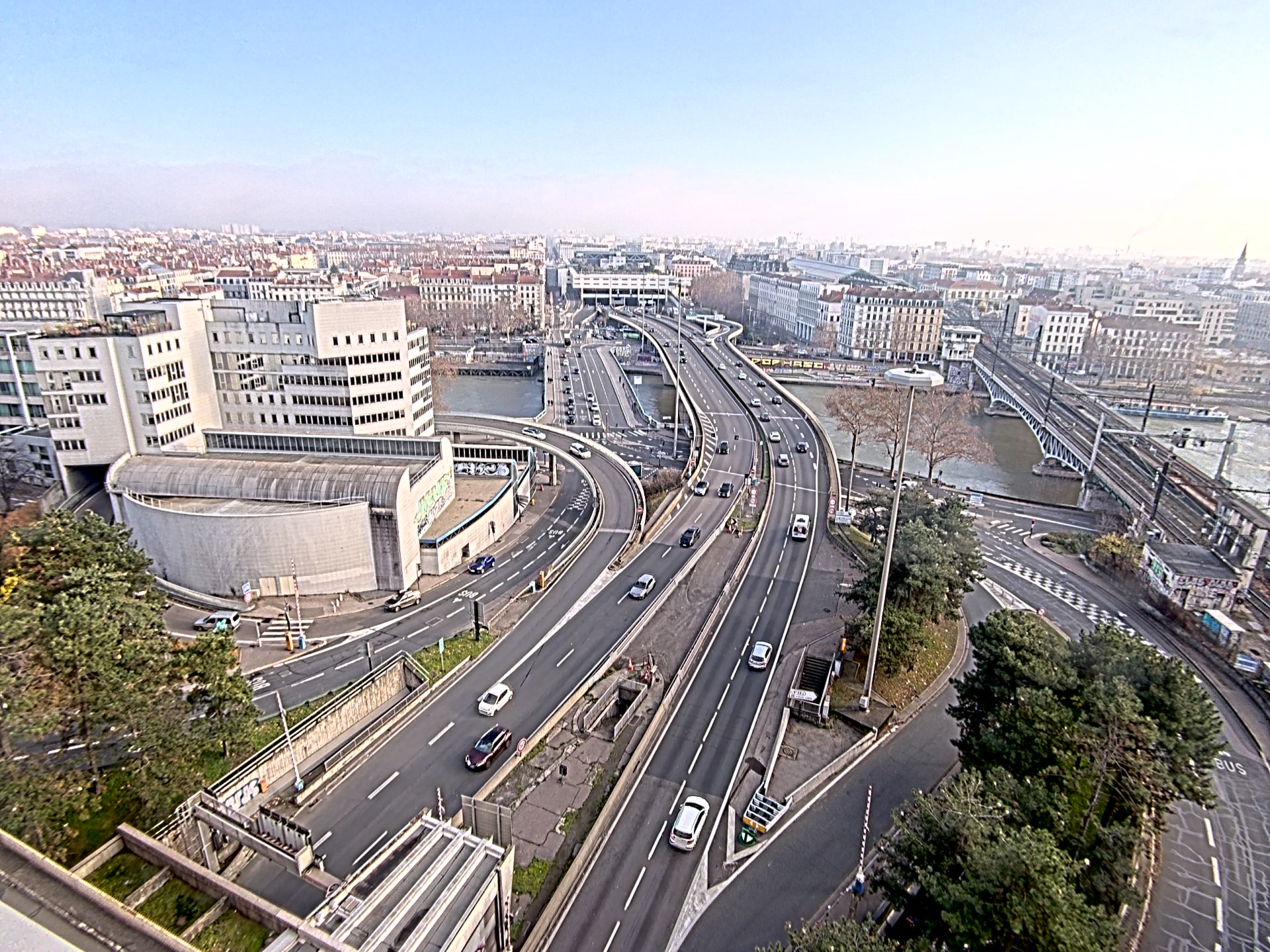 Caméra autoroute à Lyon Perrache à l'entrée Sud du Tunnel sous Fourvière, en direction de Marseille