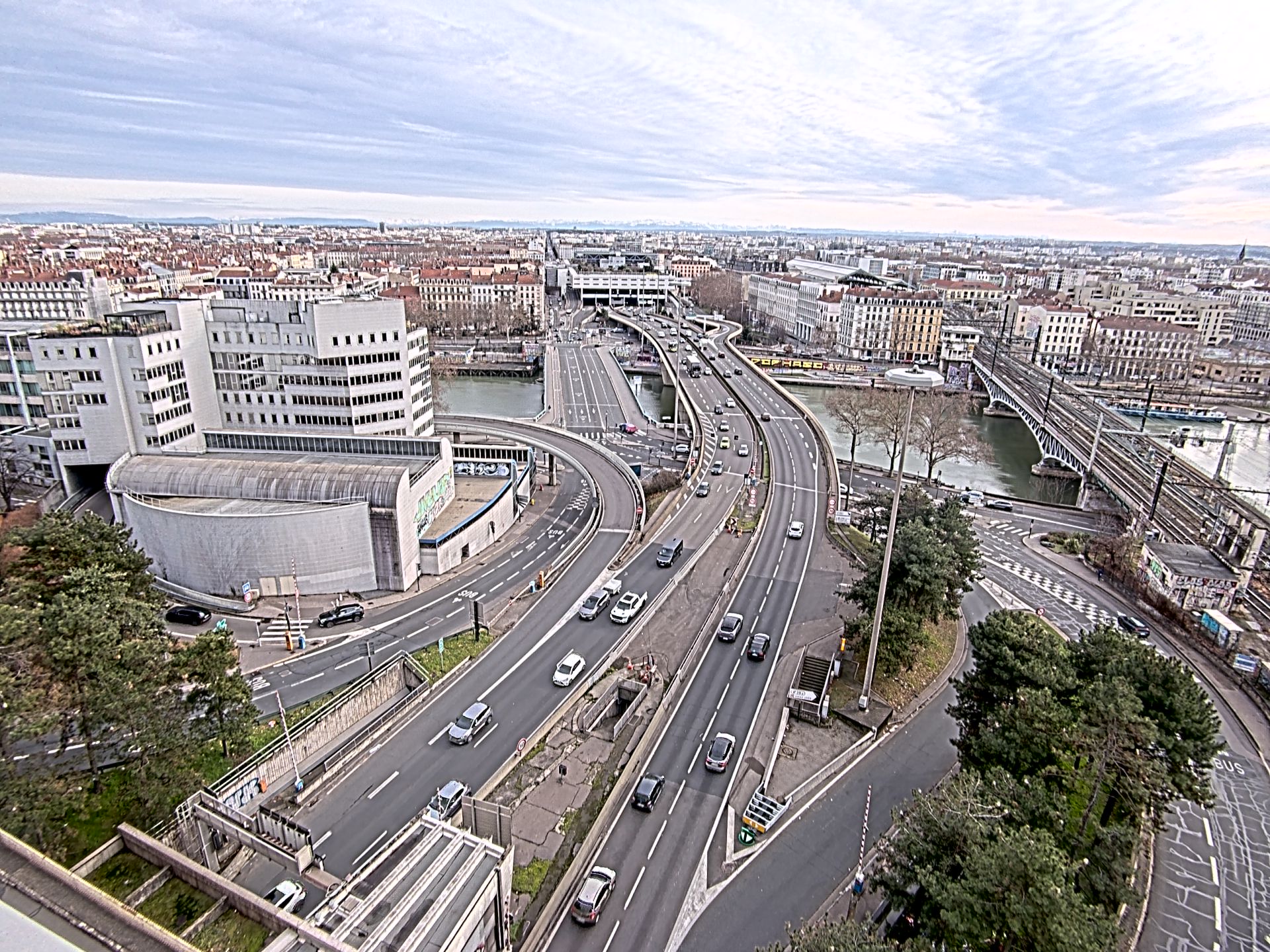 Caméra autoroute à Lyon Perrache à l'entrée Sud du Tunnel sous Fourvière, en direction de Marseille