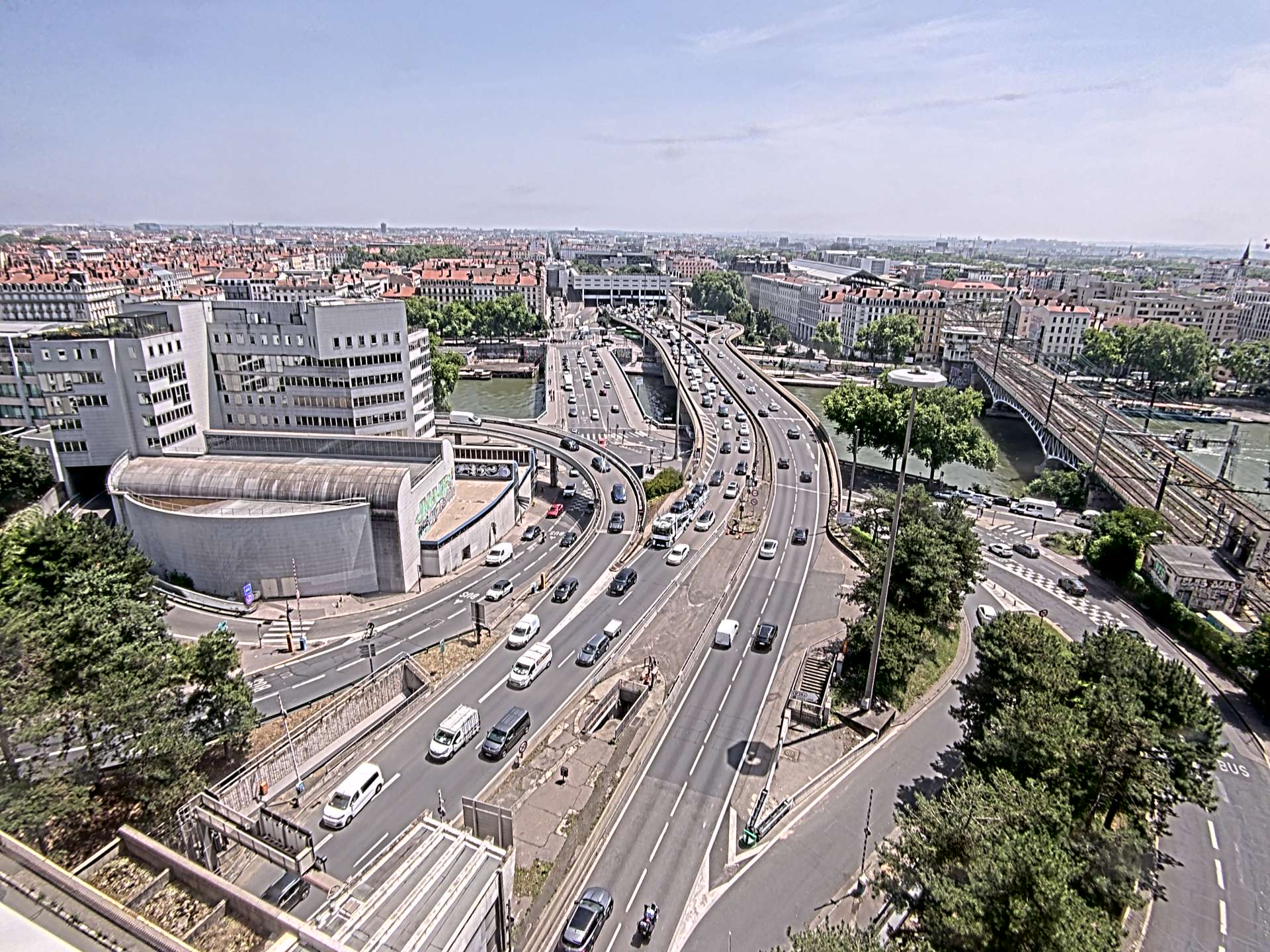 Caméra autoroute à Lyon Perrache à l'entrée Sud du Tunnel sous Fourvière, en direction de Marseille