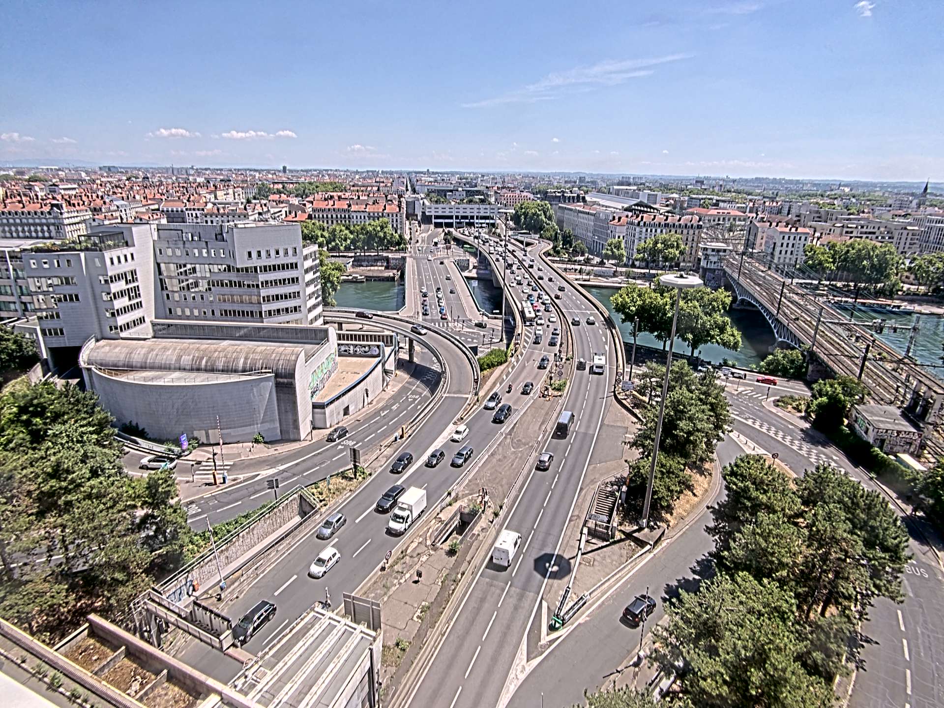 Caméra autoroute à Lyon Perrache à l'entrée Sud du Tunnel sous Fourvière, en direction de Marseille