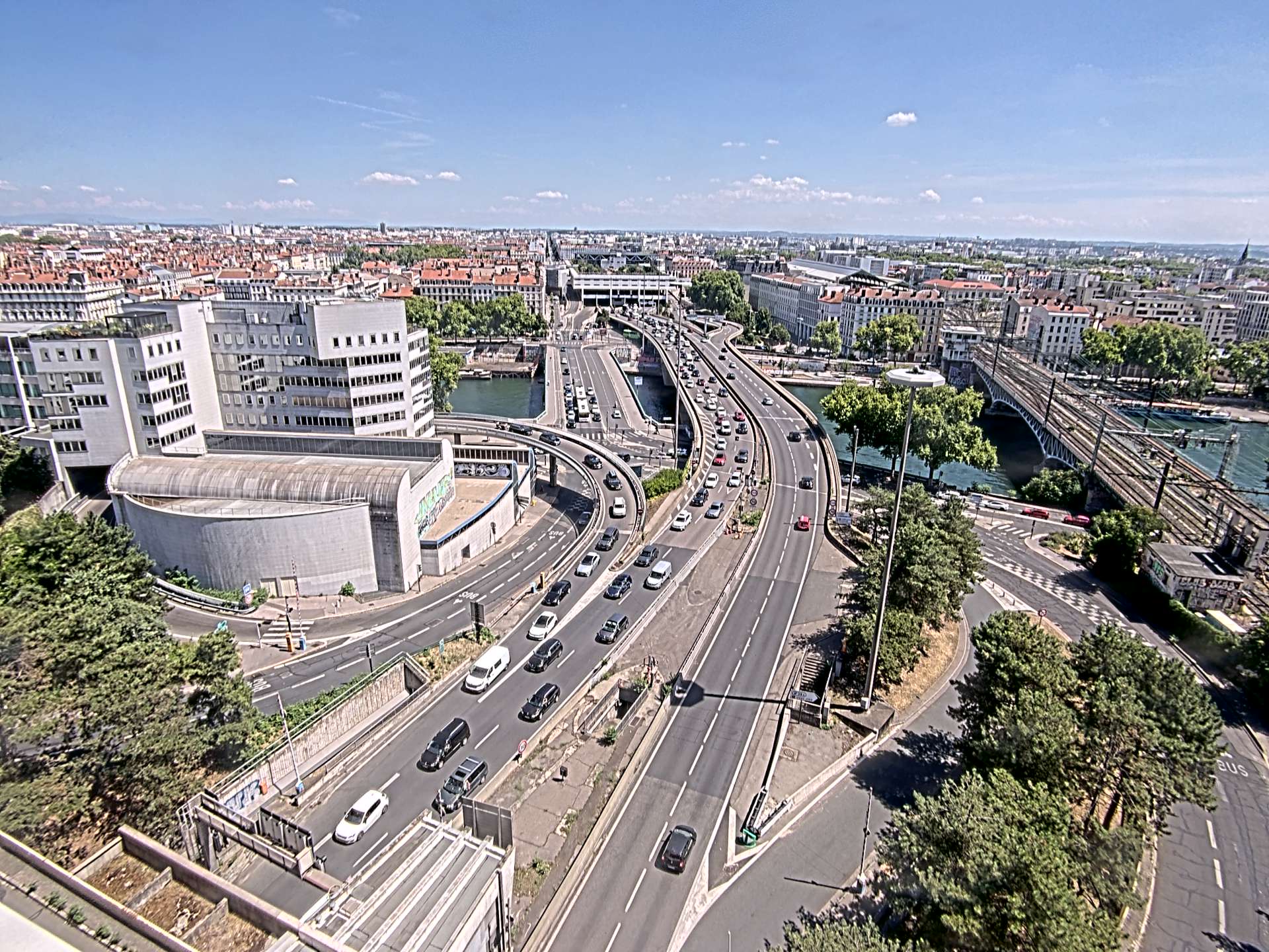 Caméra autoroute à Lyon Perrache à l'entrée Sud du Tunnel sous Fourvière, en direction de Marseille