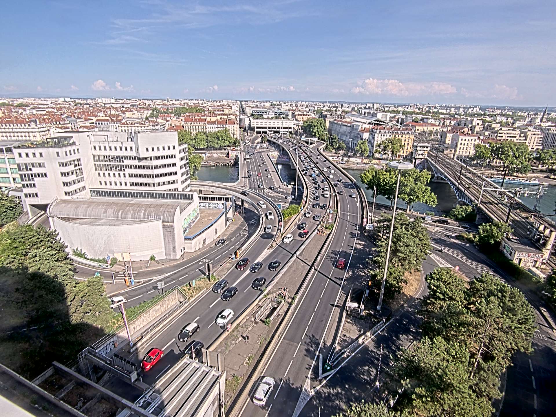 Caméra autoroute à Lyon Perrache à l'entrée Sud du Tunnel sous Fourvière, en direction de Marseille