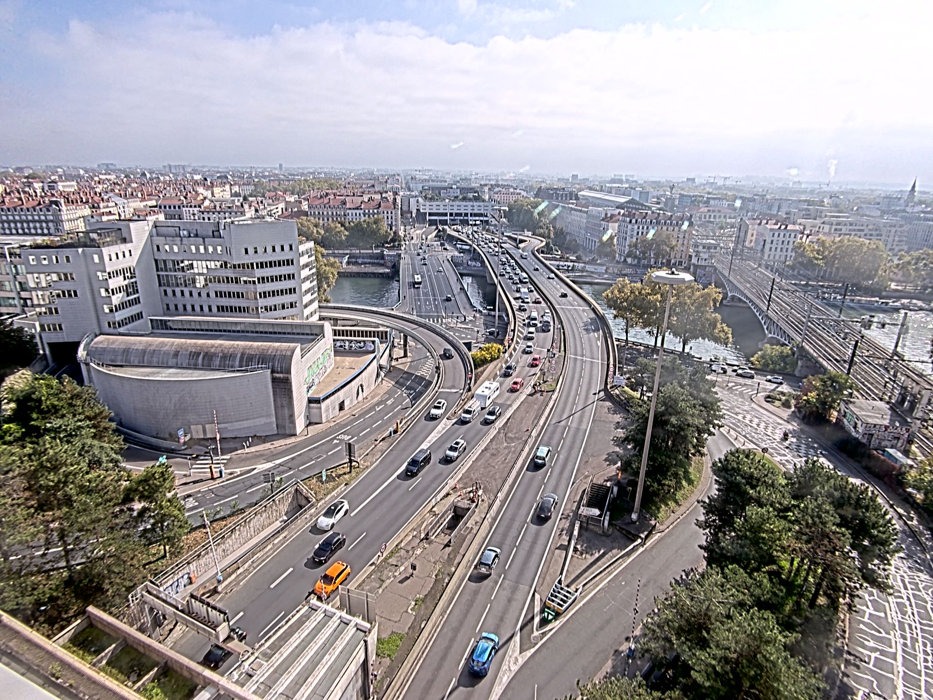 Caméra autoroute à Lyon Perrache à l'entrée Sud du Tunnel sous Fourvière, en direction de Marseille