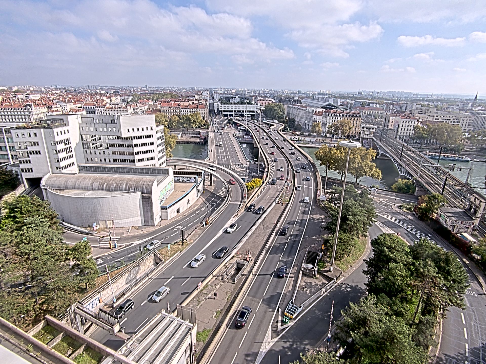 Caméra autoroute à Lyon Perrache à l'entrée Sud du Tunnel sous Fourvière, en direction de Marseille
