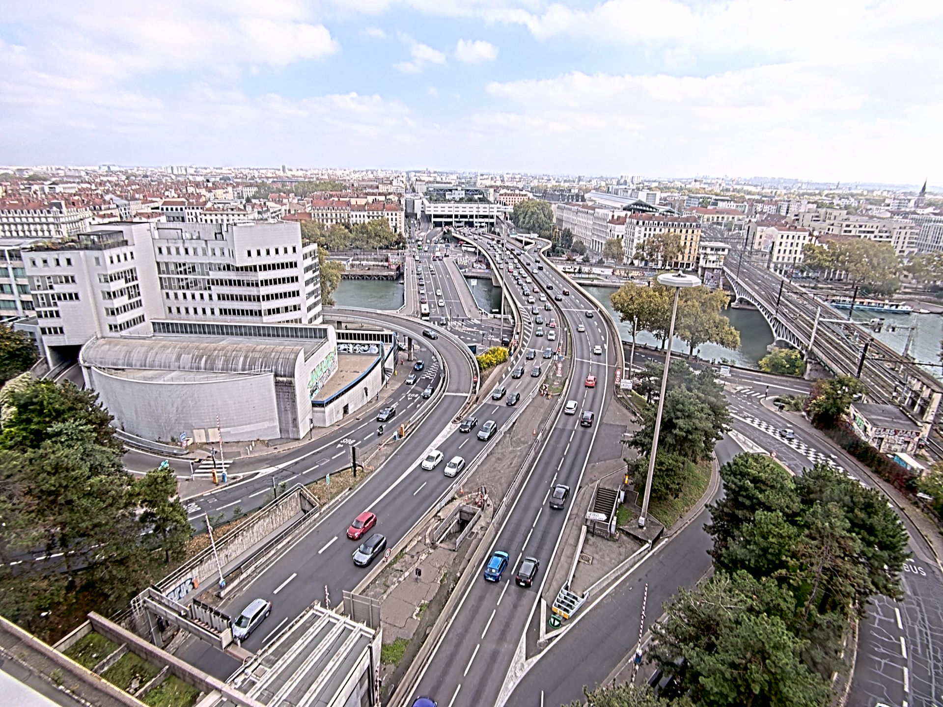 Caméra autoroute à Lyon Perrache à l'entrée Sud du Tunnel sous Fourvière, en direction de Marseille