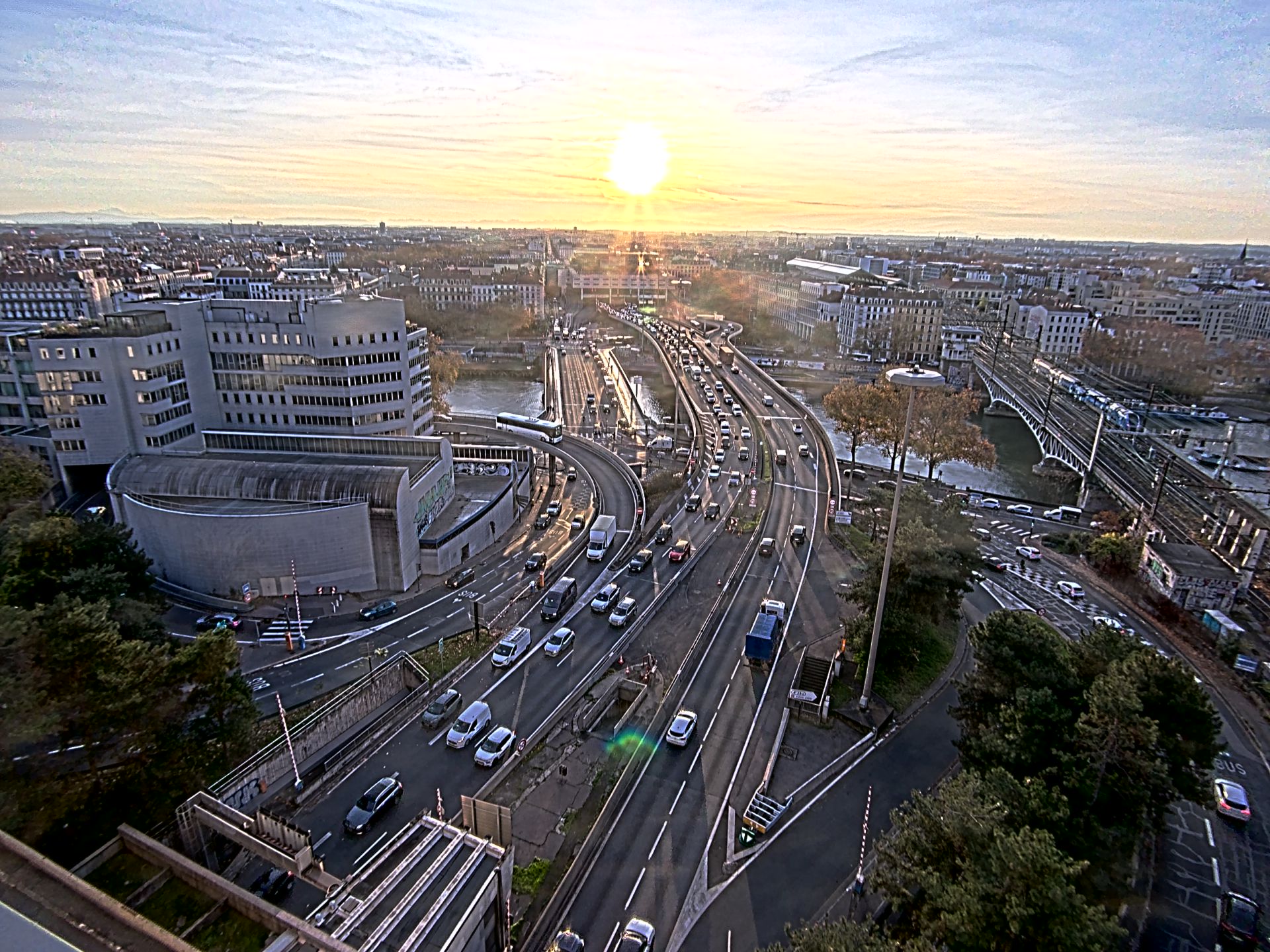 Caméra autoroute à Lyon Perrache à l'entrée Sud du Tunnel sous Fourvière, en direction de Marseille