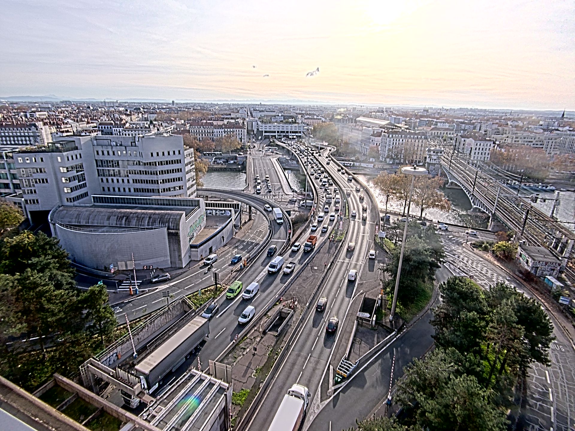 Caméra autoroute à Lyon Perrache à l'entrée Sud du Tunnel sous Fourvière, en direction de Marseille
