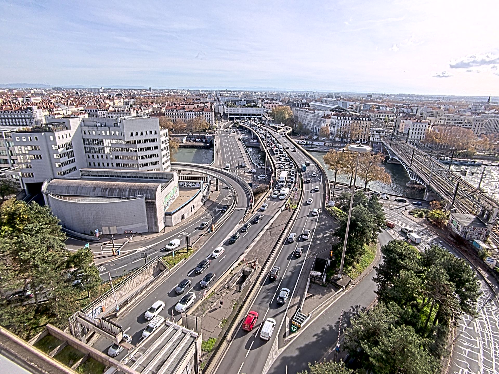 Caméra autoroute à Lyon Perrache à l'entrée Sud du Tunnel sous Fourvière, en direction de Marseille