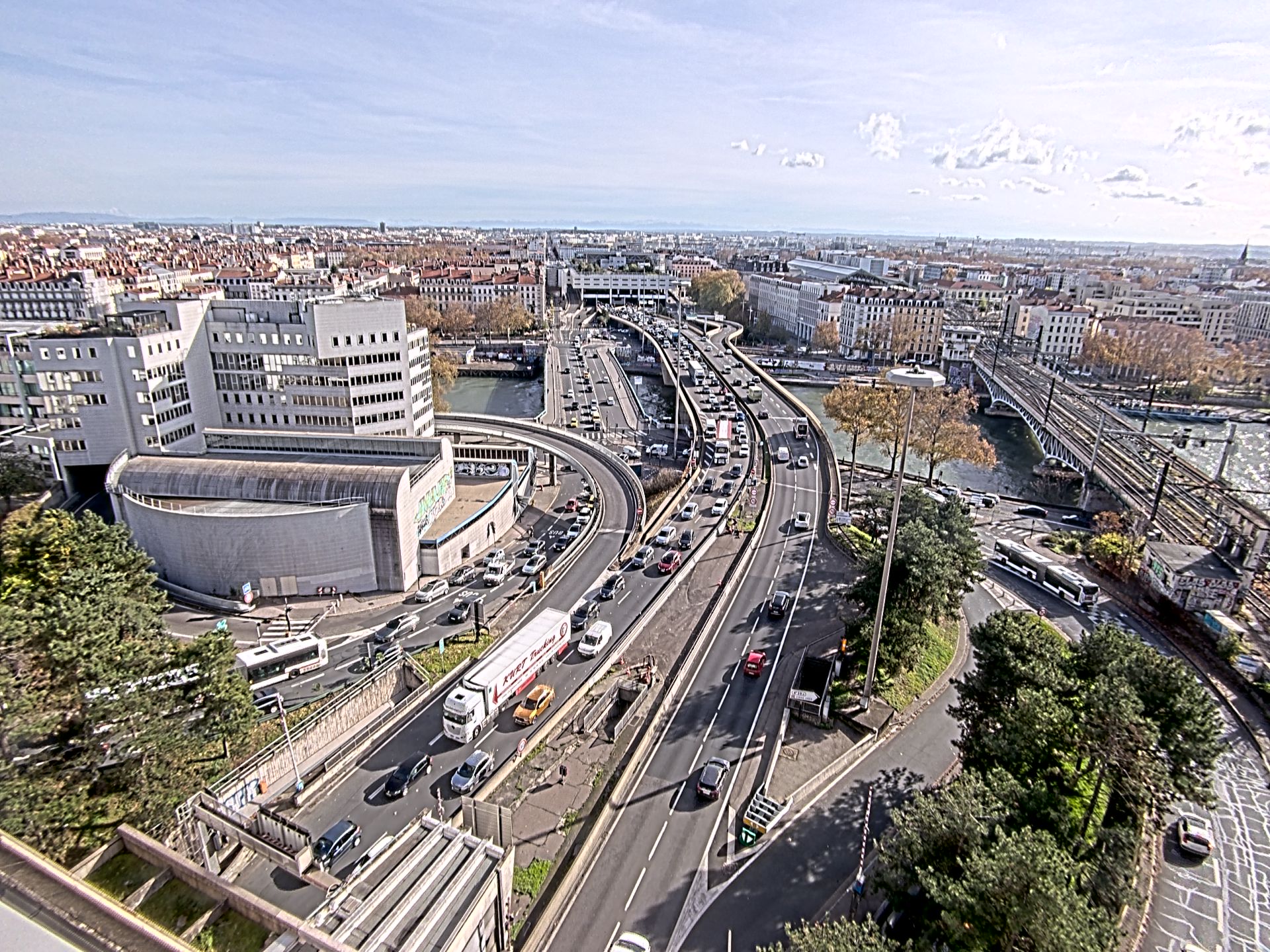 Caméra autoroute à Lyon Perrache à l'entrée Sud du Tunnel sous Fourvière, en direction de Marseille