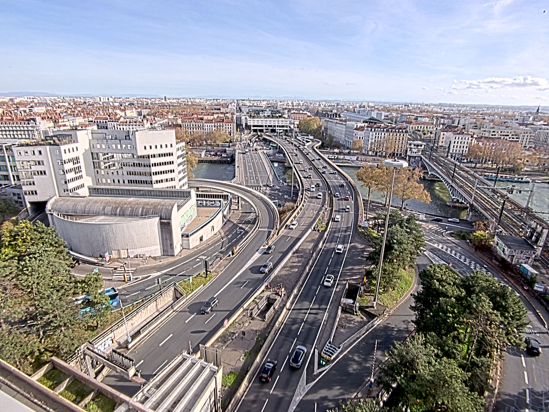 Caméra autoroute à Lyon Perrache à l'entrée Sud du Tunnel sous Fourvière, en direction de Marseille
