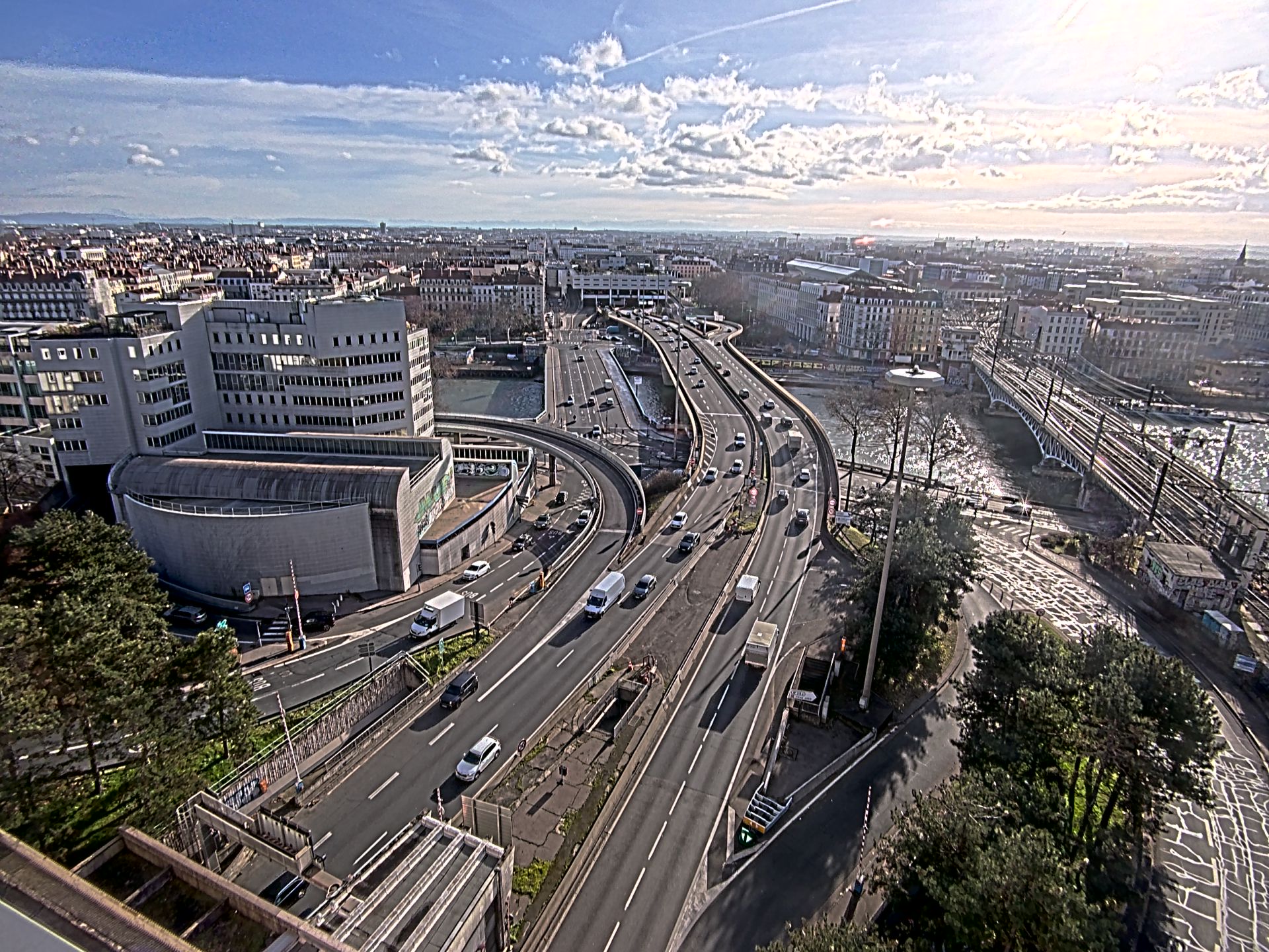 Caméra autoroute à Lyon Perrache à l'entrée Sud du Tunnel sous Fourvière, en direction de Marseille