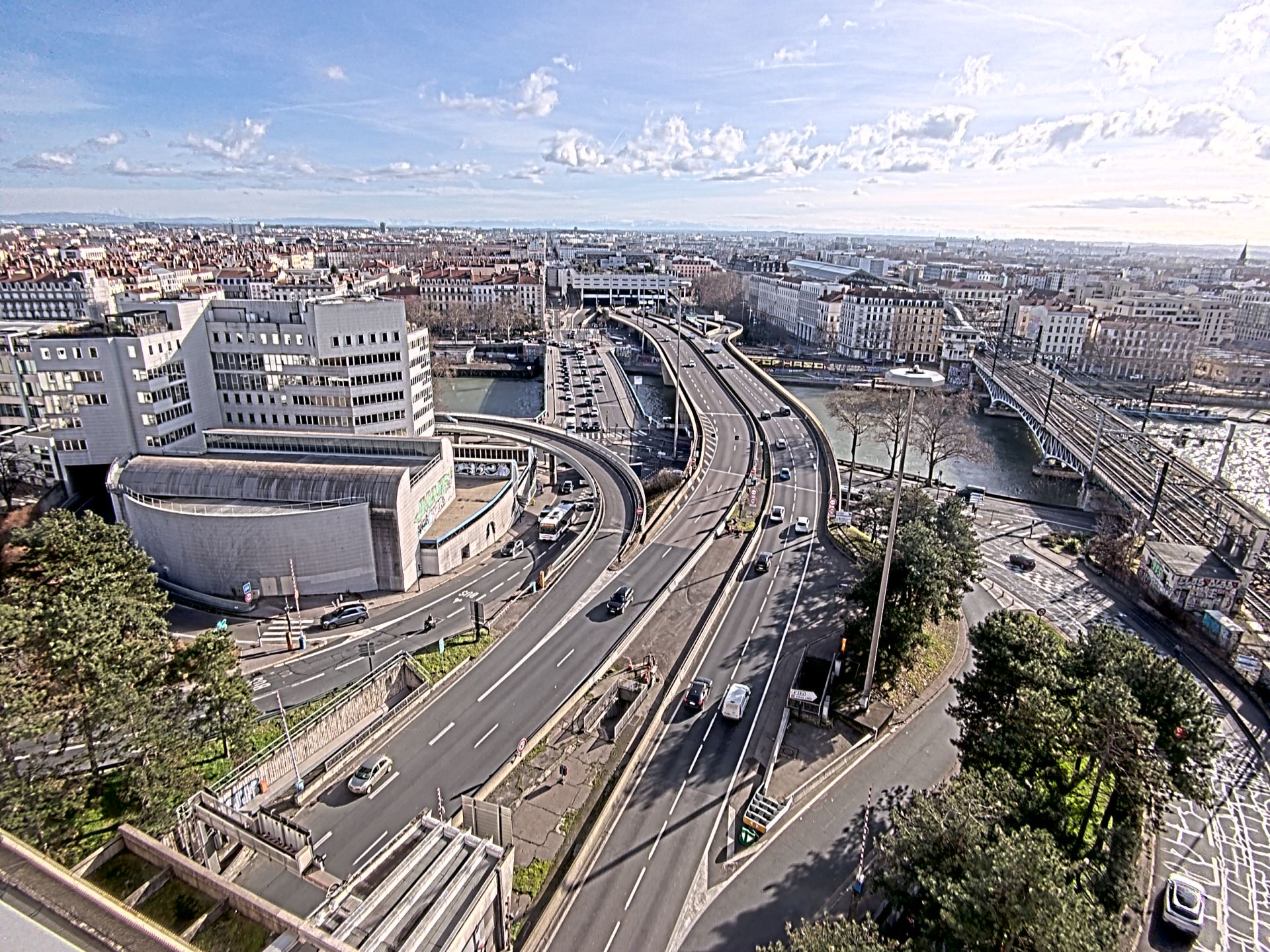 Caméra autoroute à Lyon Perrache à l'entrée Sud du Tunnel sous Fourvière, en direction de Marseille