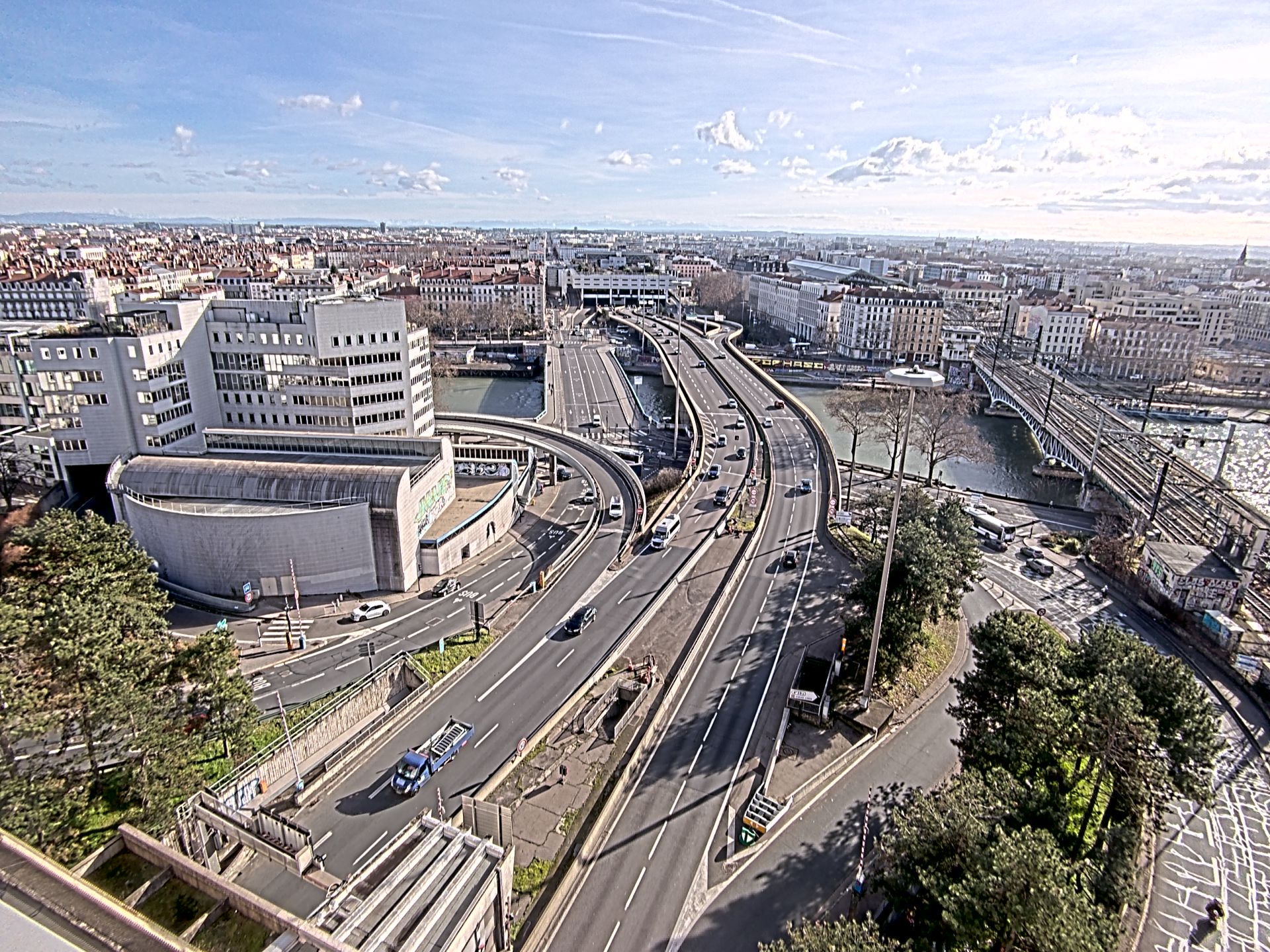 Caméra autoroute à Lyon Perrache à l'entrée Sud du Tunnel sous Fourvière, en direction de Marseille