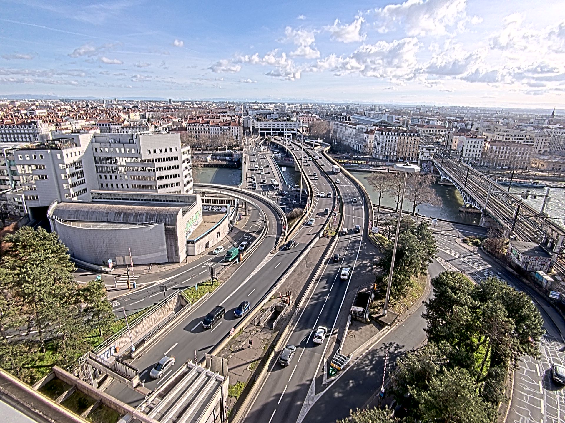 Caméra autoroute à Lyon Perrache à l'entrée Sud du Tunnel sous Fourvière, en direction de Marseille