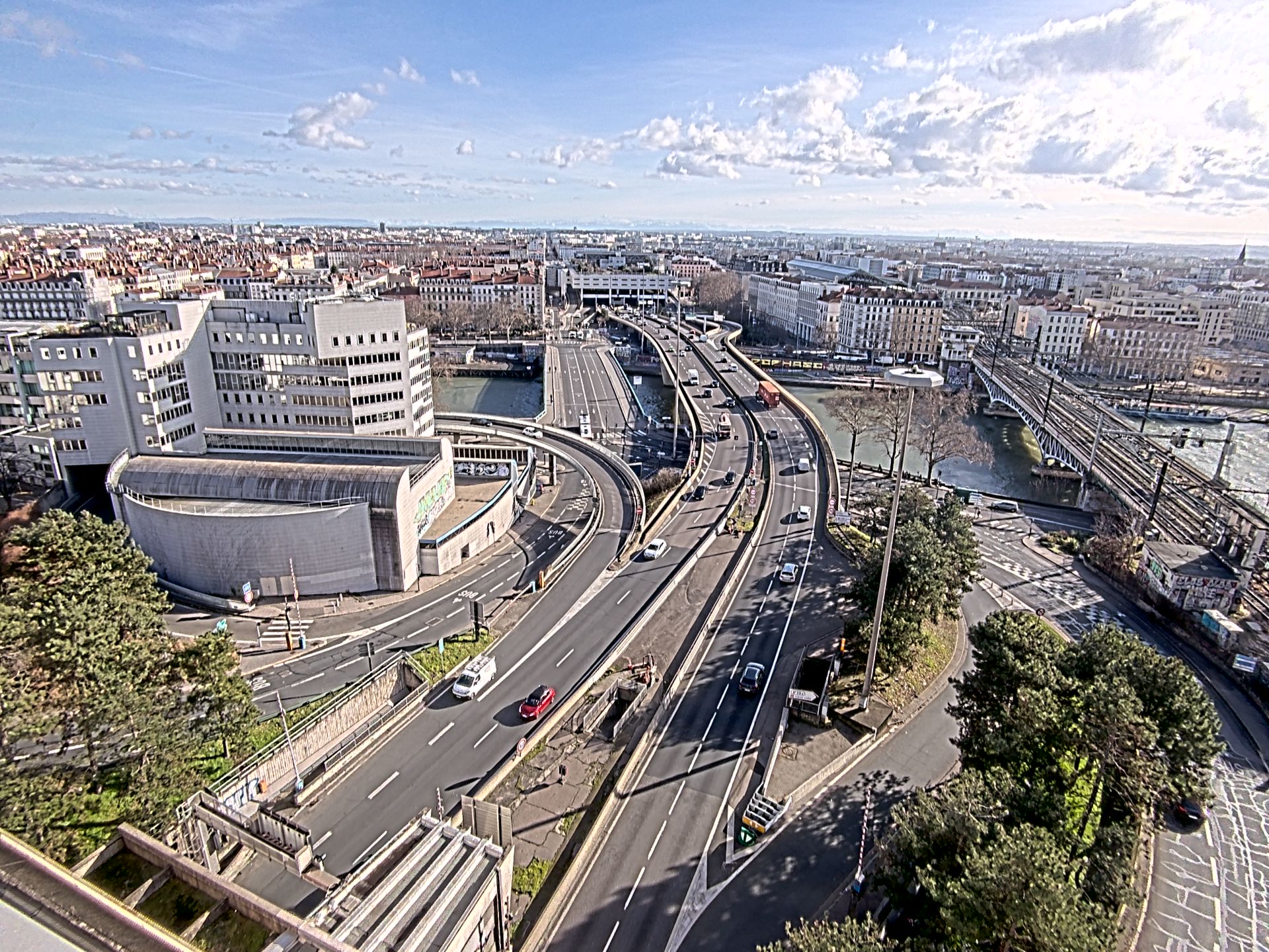 Caméra autoroute à Lyon Perrache à l'entrée Sud du Tunnel sous Fourvière, en direction de Marseille