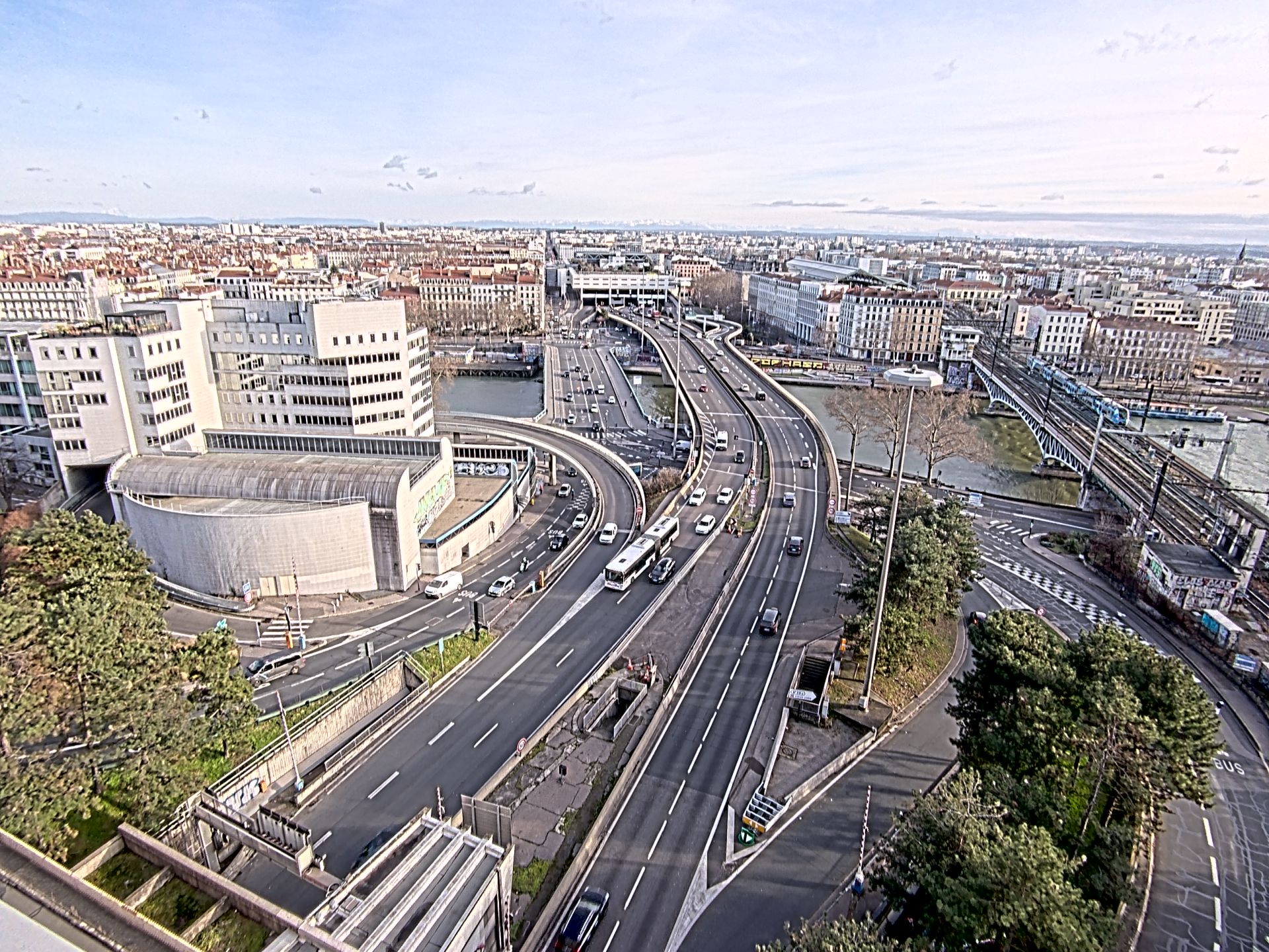 Caméra autoroute à Lyon Perrache à l'entrée Sud du Tunnel sous Fourvière, en direction de Marseille