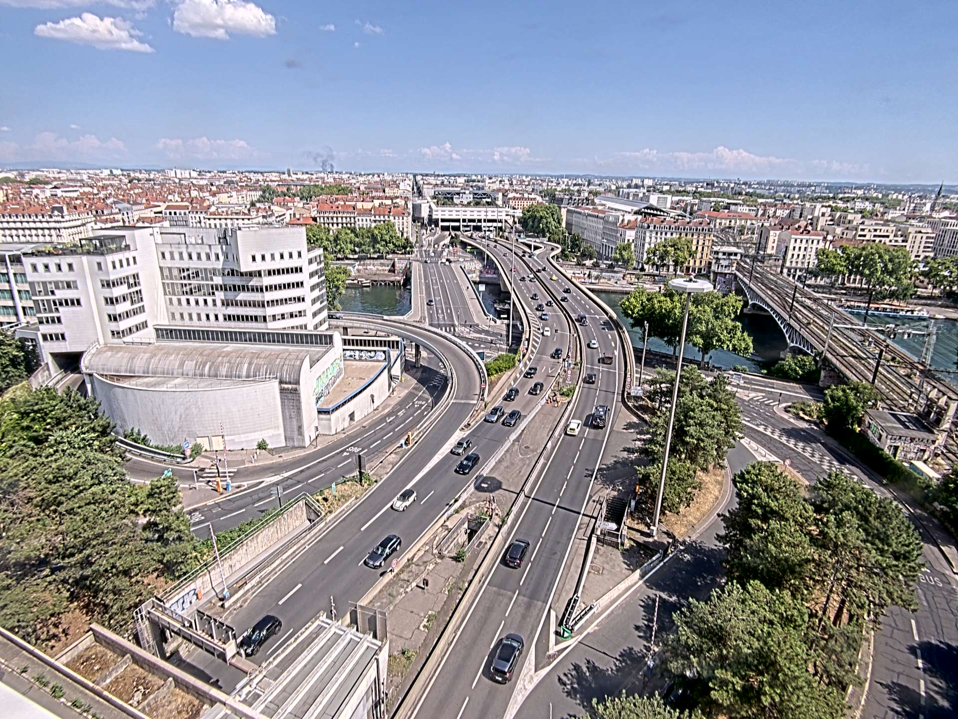 Caméra autoroute à Lyon Perrache à l'entrée Sud du Tunnel sous Fourvière, en direction de Marseille
