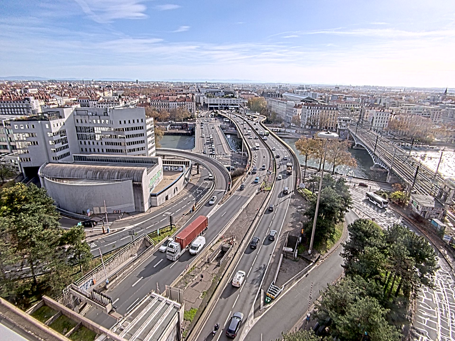 Caméra autoroute à Lyon Perrache à l'entrée Sud du Tunnel sous Fourvière, en direction de Marseille