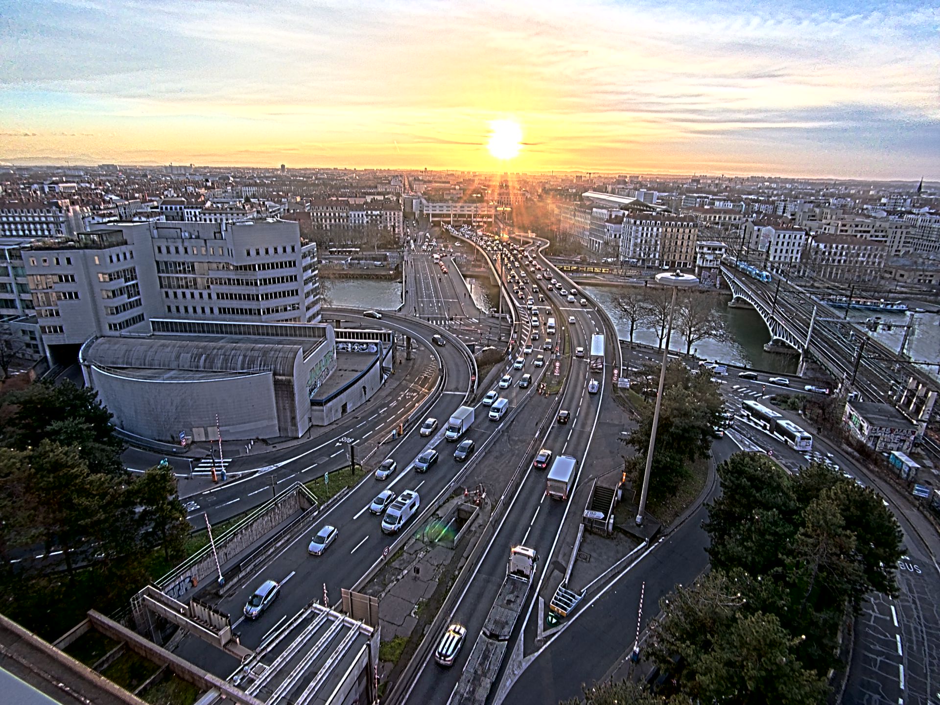 Caméra autoroute à Lyon Perrache à l'entrée Sud du Tunnel sous Fourvière, en direction de Marseille