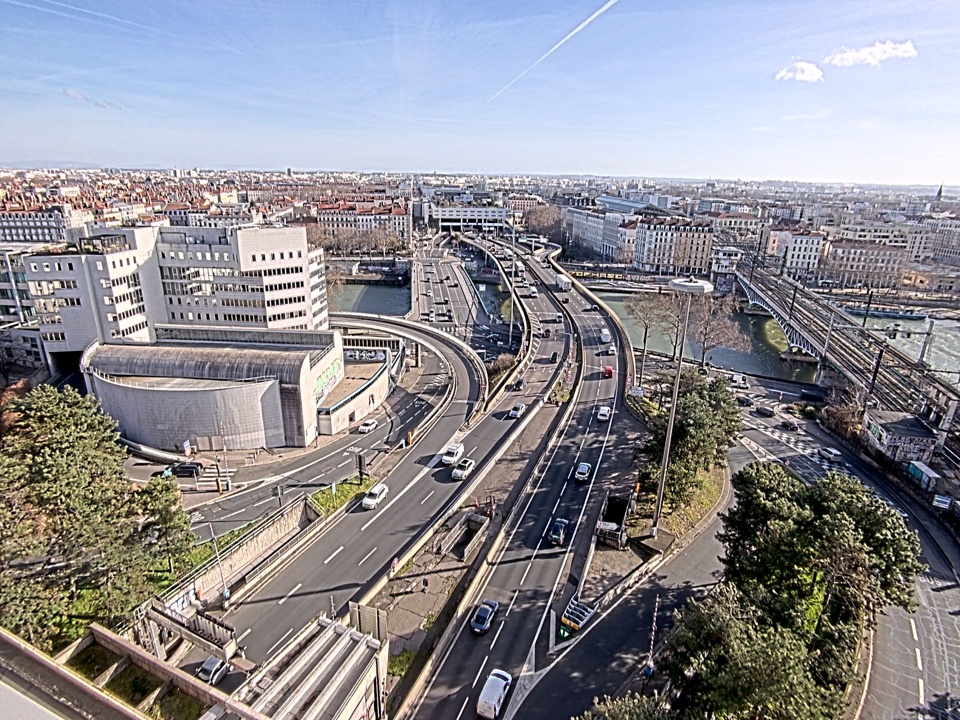 Caméra autoroute à Lyon Perrache à l'entrée Sud du Tunnel sous Fourvière, en direction de Marseille