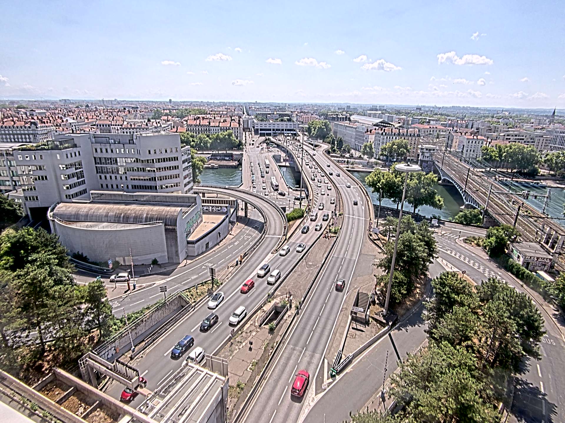 Caméra autoroute à Lyon Perrache à l'entrée Sud du Tunnel sous Fourvière, en direction de Marseille