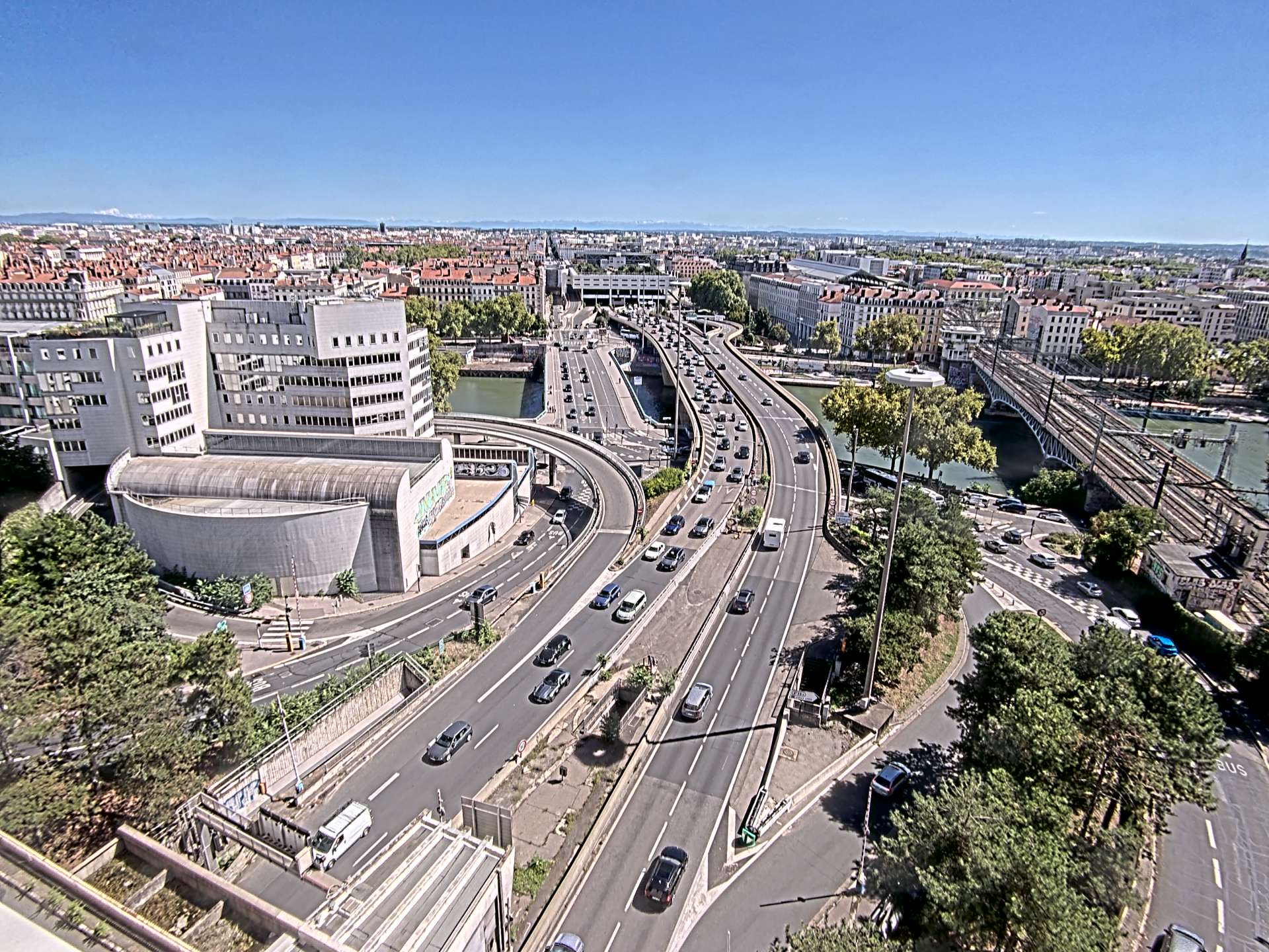 Caméra autoroute à Lyon Perrache à l'entrée Sud du Tunnel sous Fourvière, en direction de Marseille