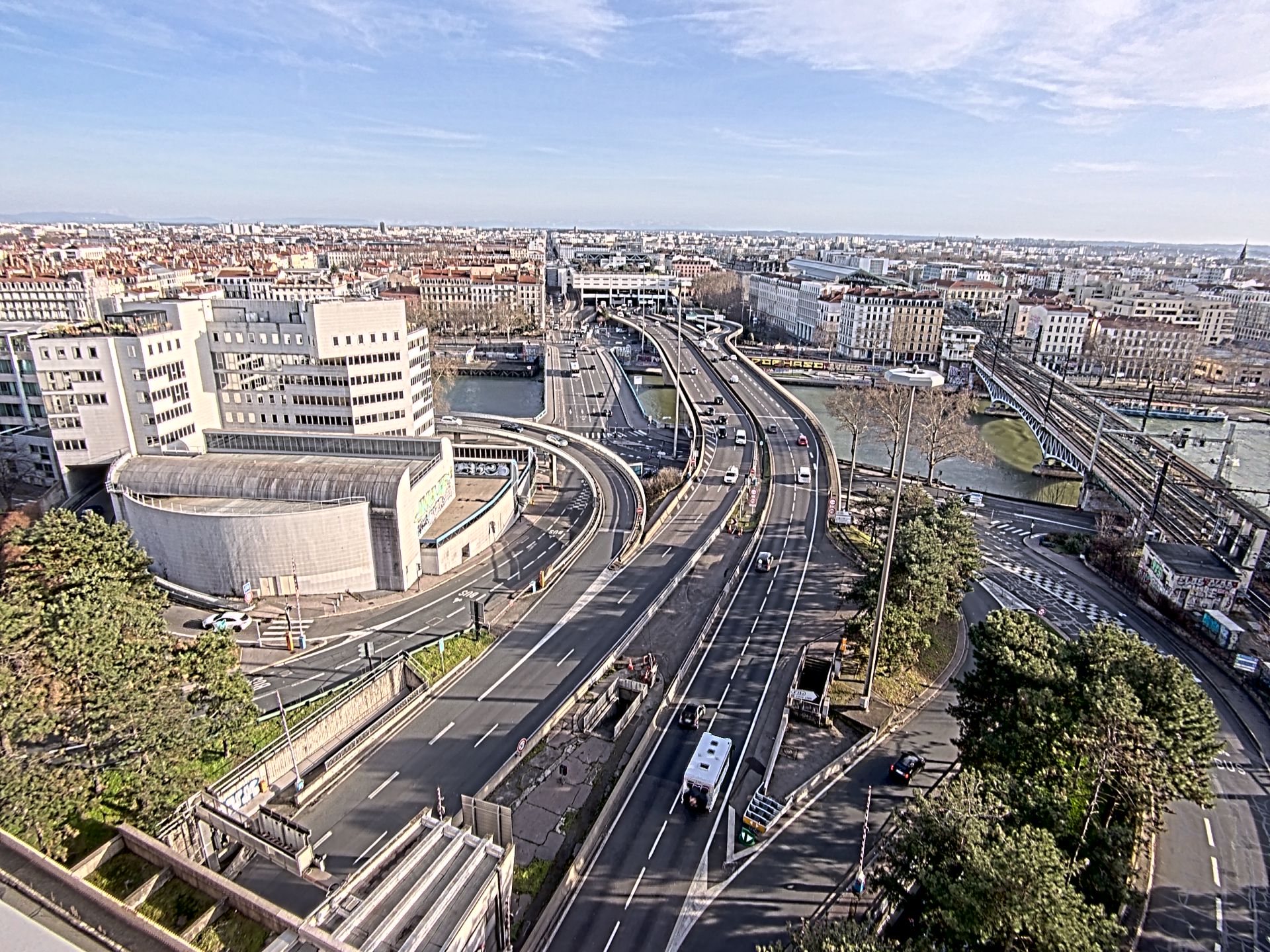 Caméra autoroute à Lyon Perrache à l'entrée Sud du Tunnel sous Fourvière, en direction de Marseille