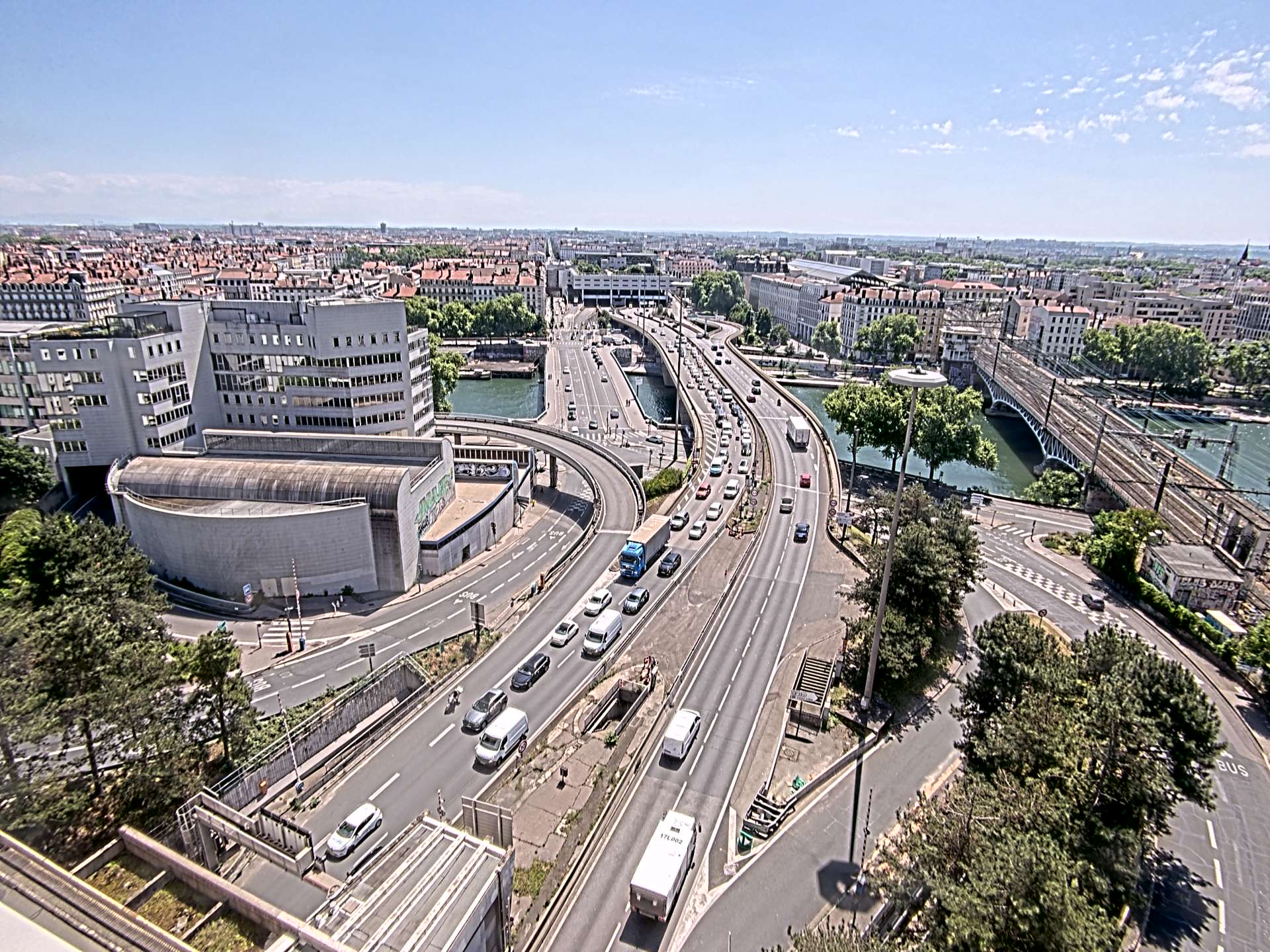 Caméra autoroute à Lyon Perrache à l'entrée Sud du Tunnel sous Fourvière, en direction de Marseille