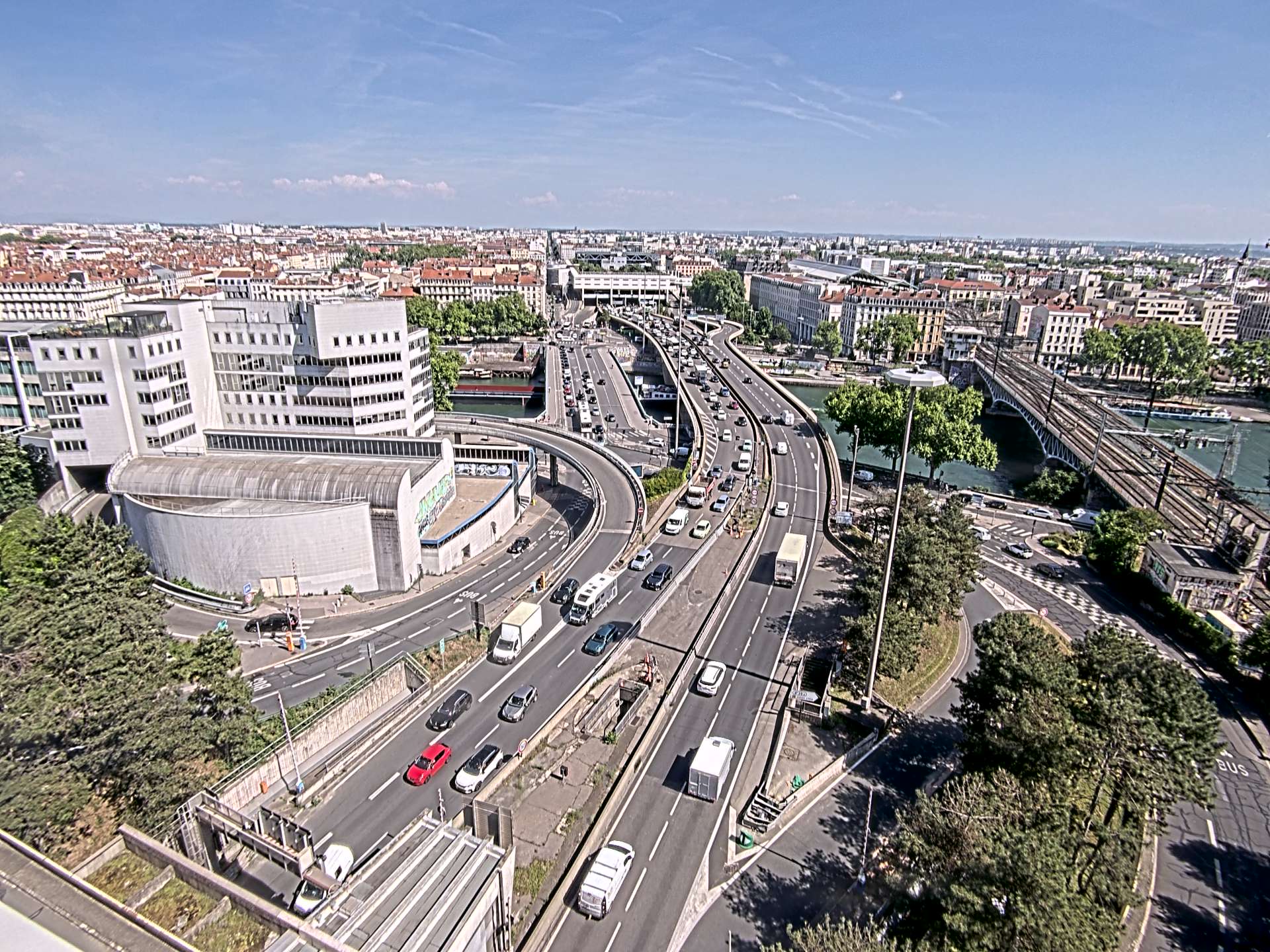 Caméra autoroute à Lyon Perrache à l'entrée Sud du Tunnel sous Fourvière, en direction de Marseille