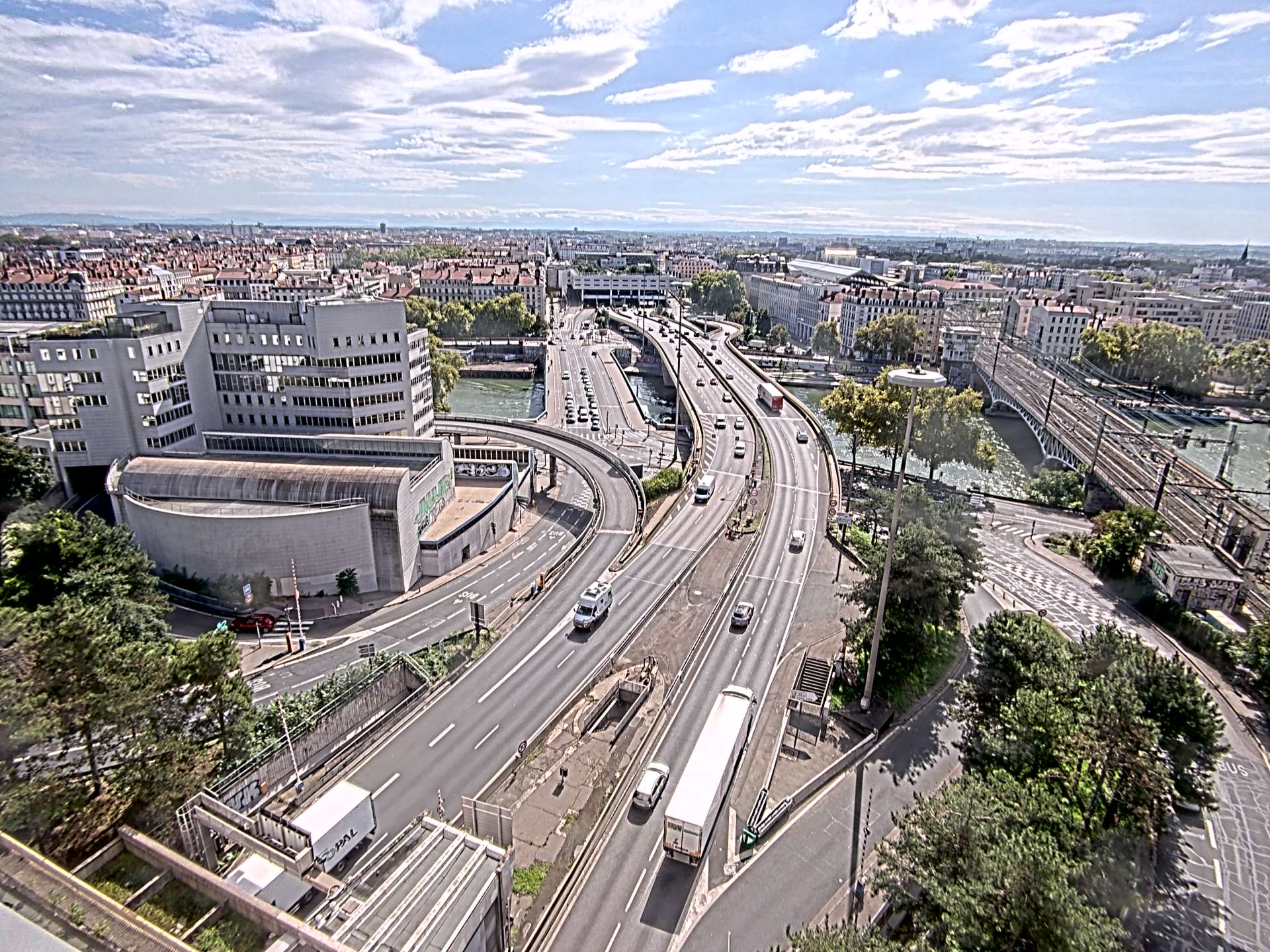 Caméra autoroute à Lyon Perrache à l'entrée Sud du Tunnel sous Fourvière, en direction de Marseille