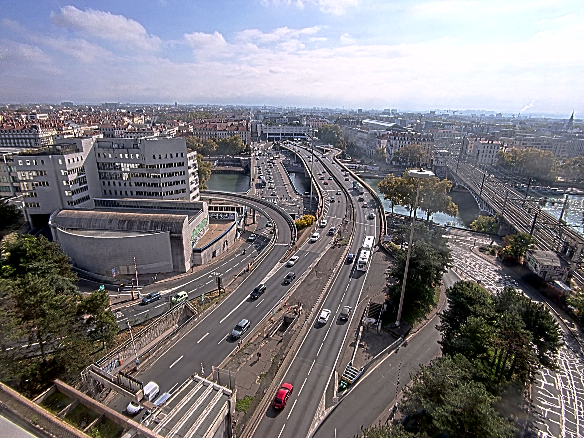 Caméra autoroute à Lyon Perrache à l'entrée Sud du Tunnel sous Fourvière, en direction de Marseille