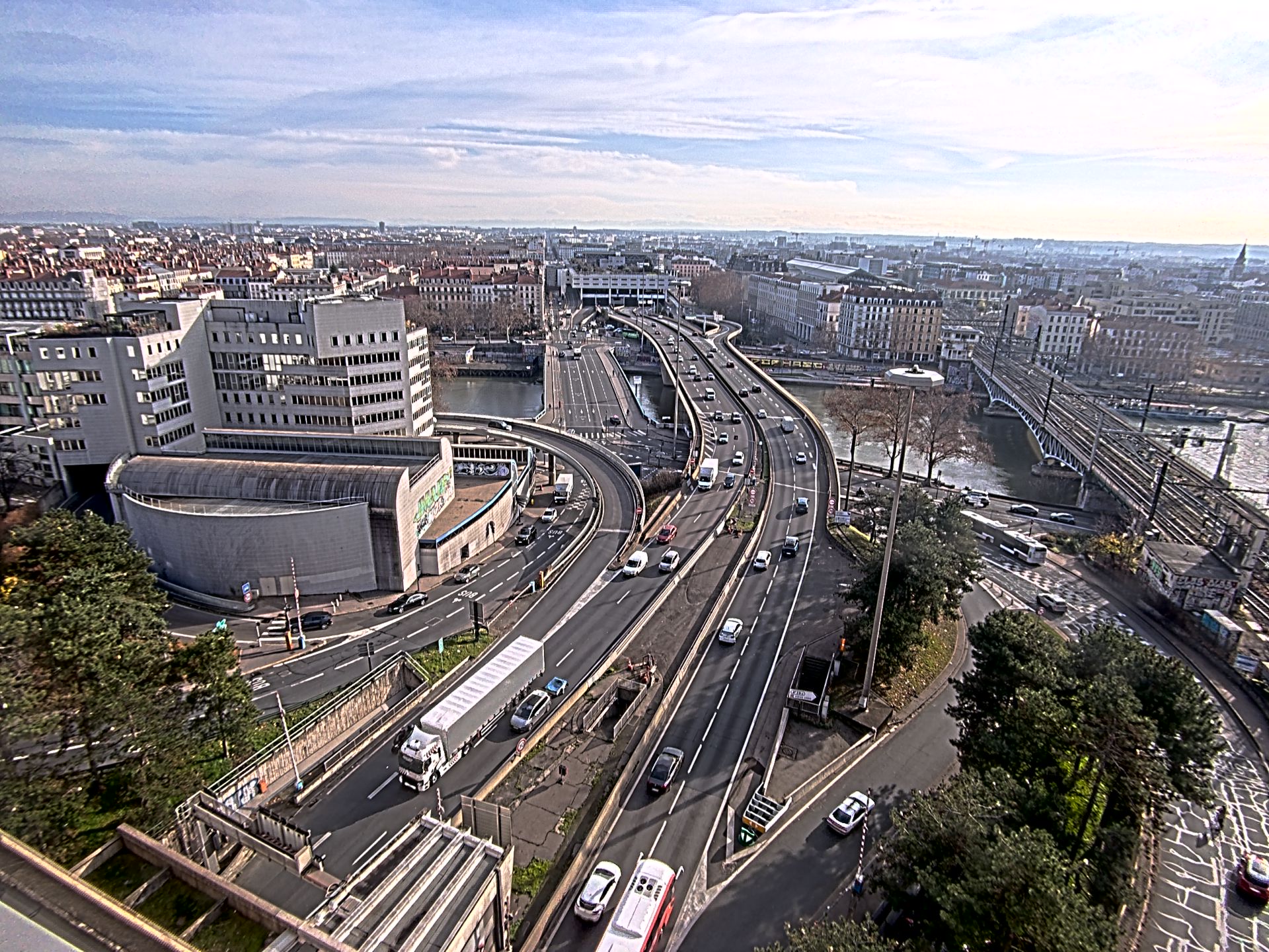 Caméra autoroute à Lyon Perrache à l'entrée Sud du Tunnel sous Fourvière, en direction de Marseille