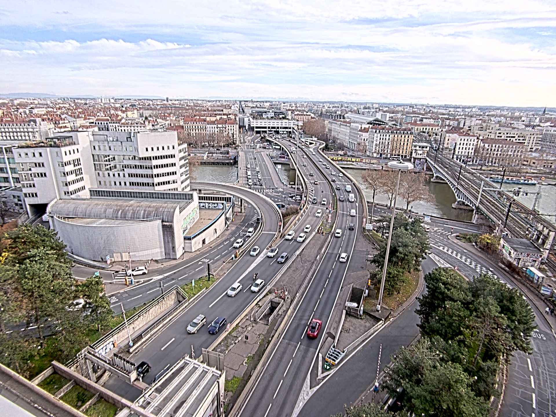 Caméra autoroute à Lyon Perrache à l'entrée Sud du Tunnel sous Fourvière, en direction de Marseille