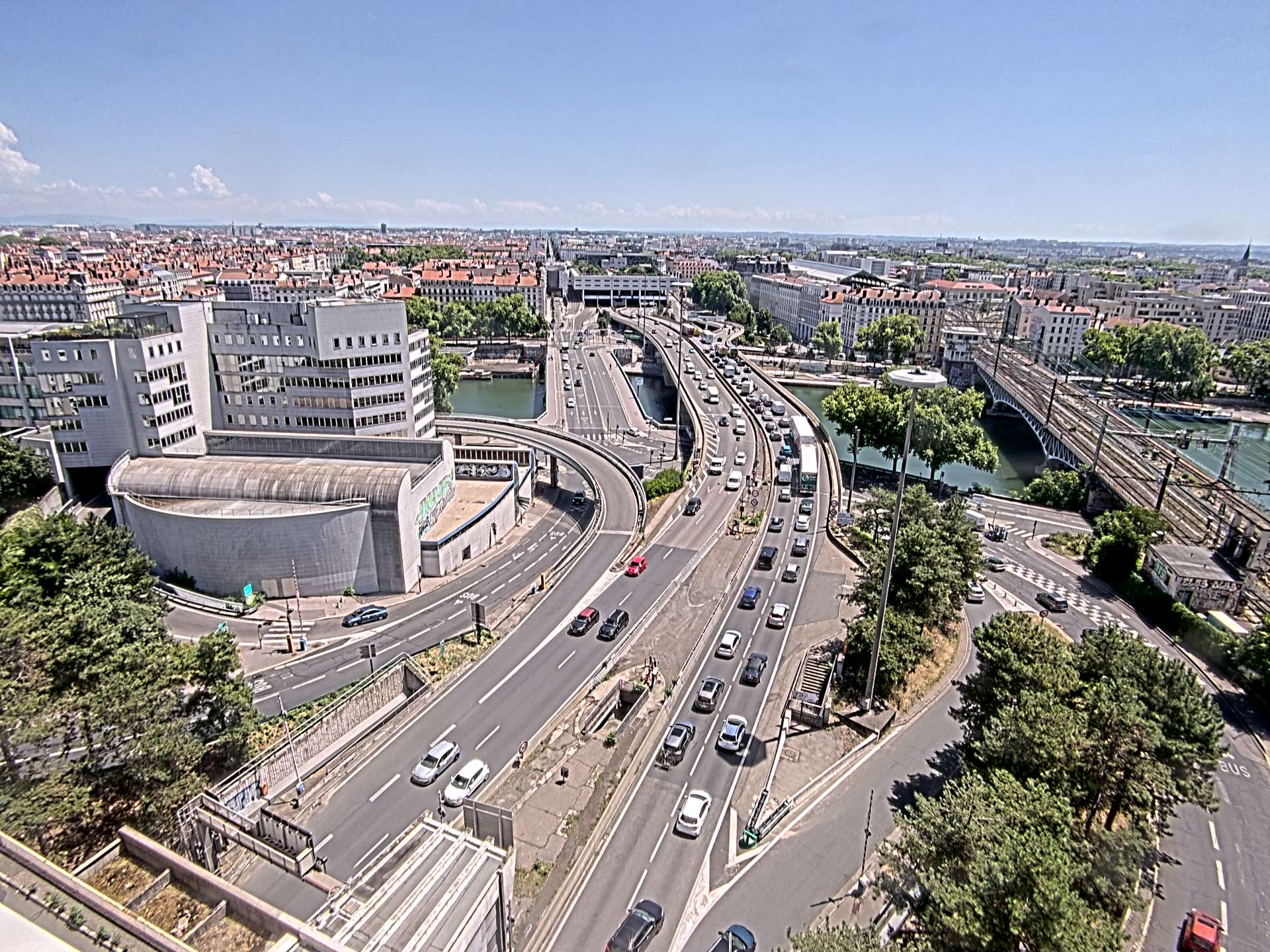 Caméra autoroute à Lyon Perrache à l'entrée Sud du Tunnel sous Fourvière, en direction de Marseille