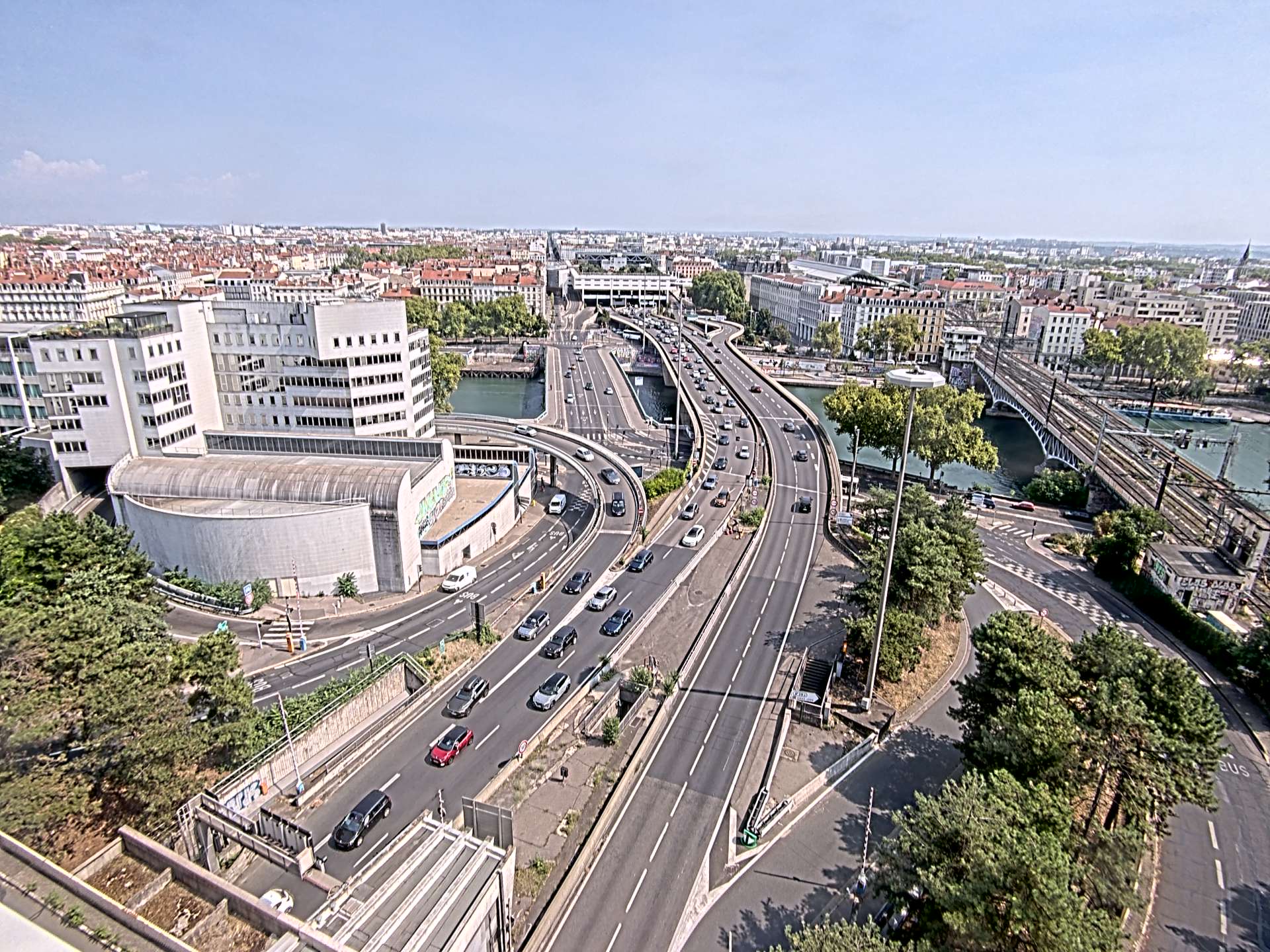 Caméra autoroute à Lyon Perrache à l'entrée Sud du Tunnel sous Fourvière, en direction de Marseille