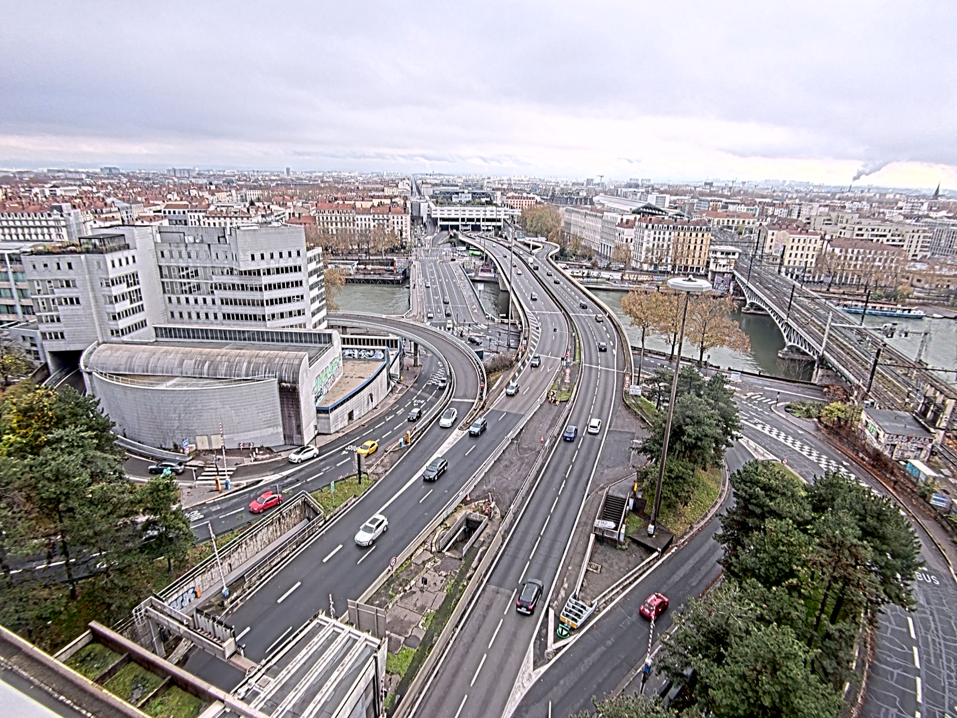 Caméra autoroute à Lyon Perrache à l'entrée Sud du Tunnel sous Fourvière, en direction de Marseille