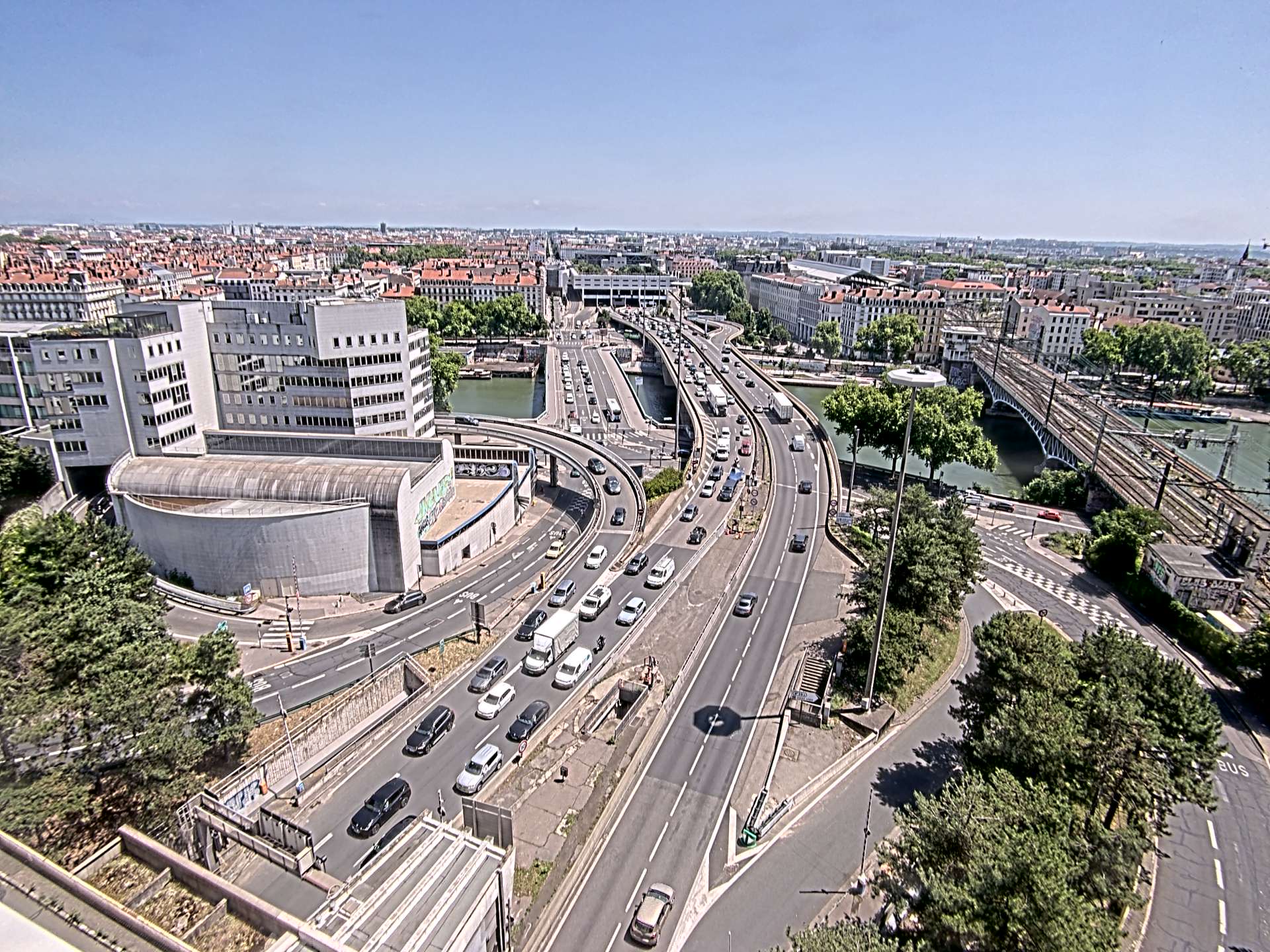 Caméra autoroute à Lyon Perrache à l'entrée Sud du Tunnel sous Fourvière, en direction de Marseille