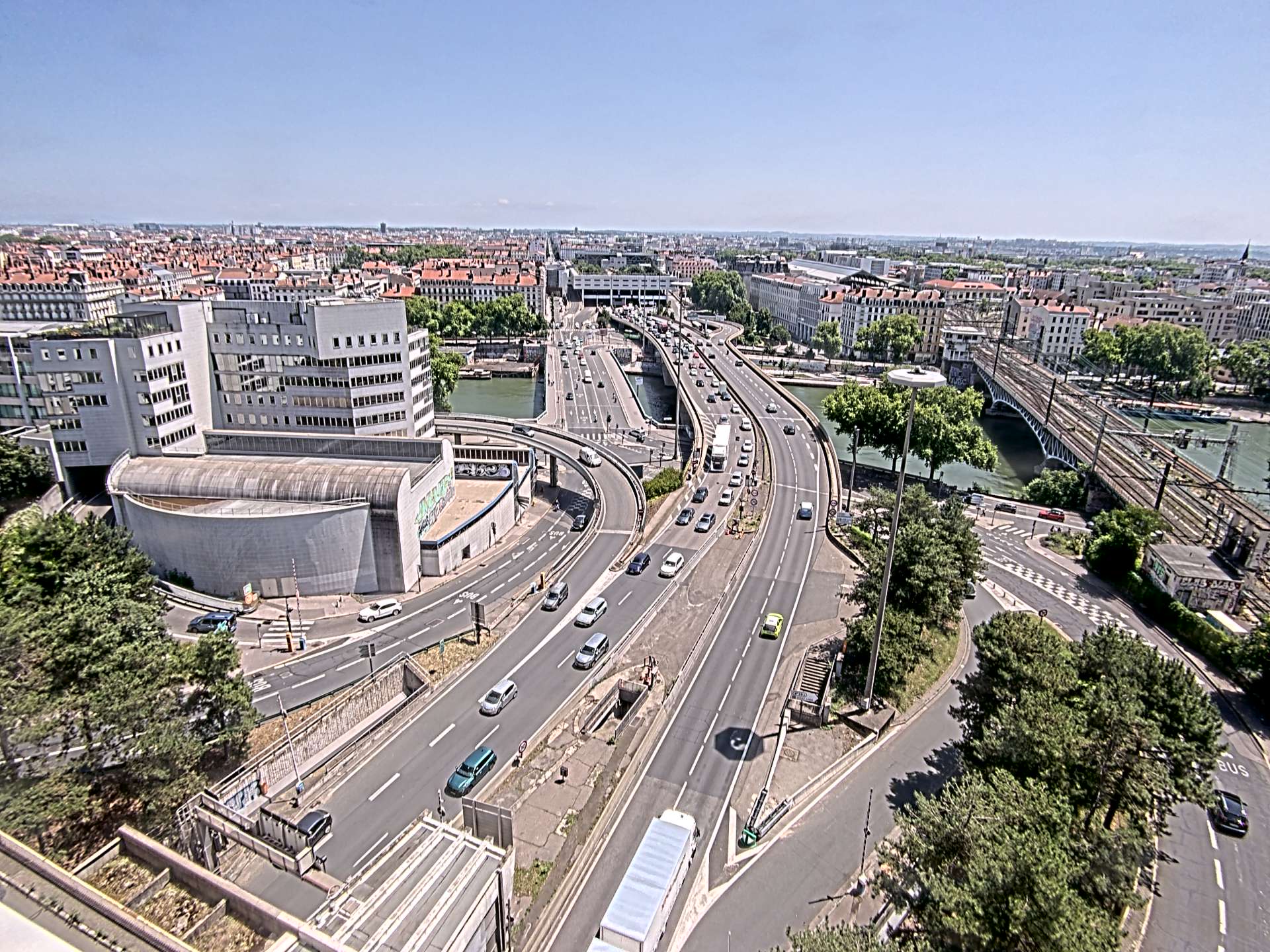Caméra autoroute à Lyon Perrache à l'entrée Sud du Tunnel sous Fourvière, en direction de Marseille