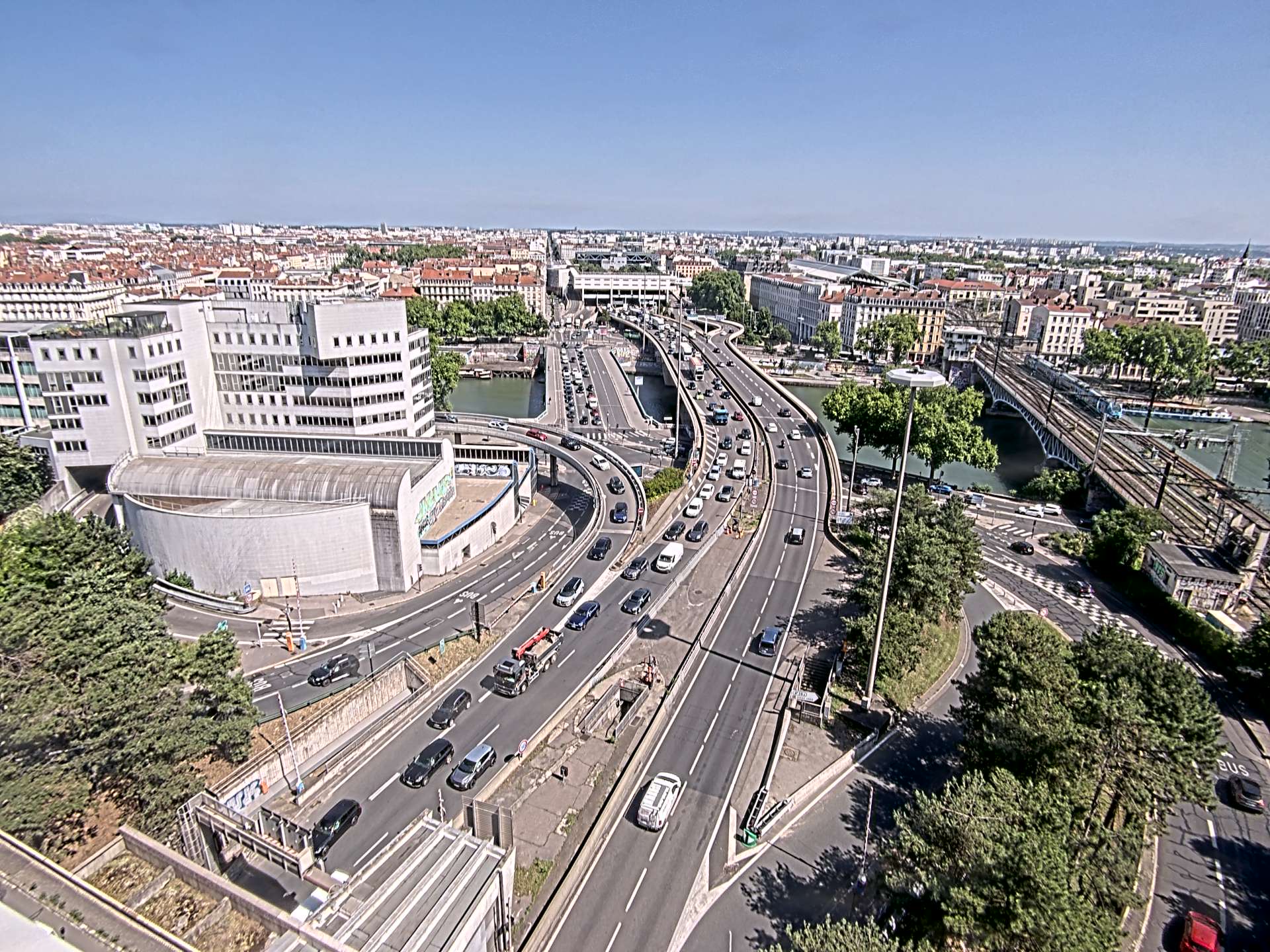Caméra autoroute à Lyon Perrache à l'entrée Sud du Tunnel sous Fourvière, en direction de Marseille