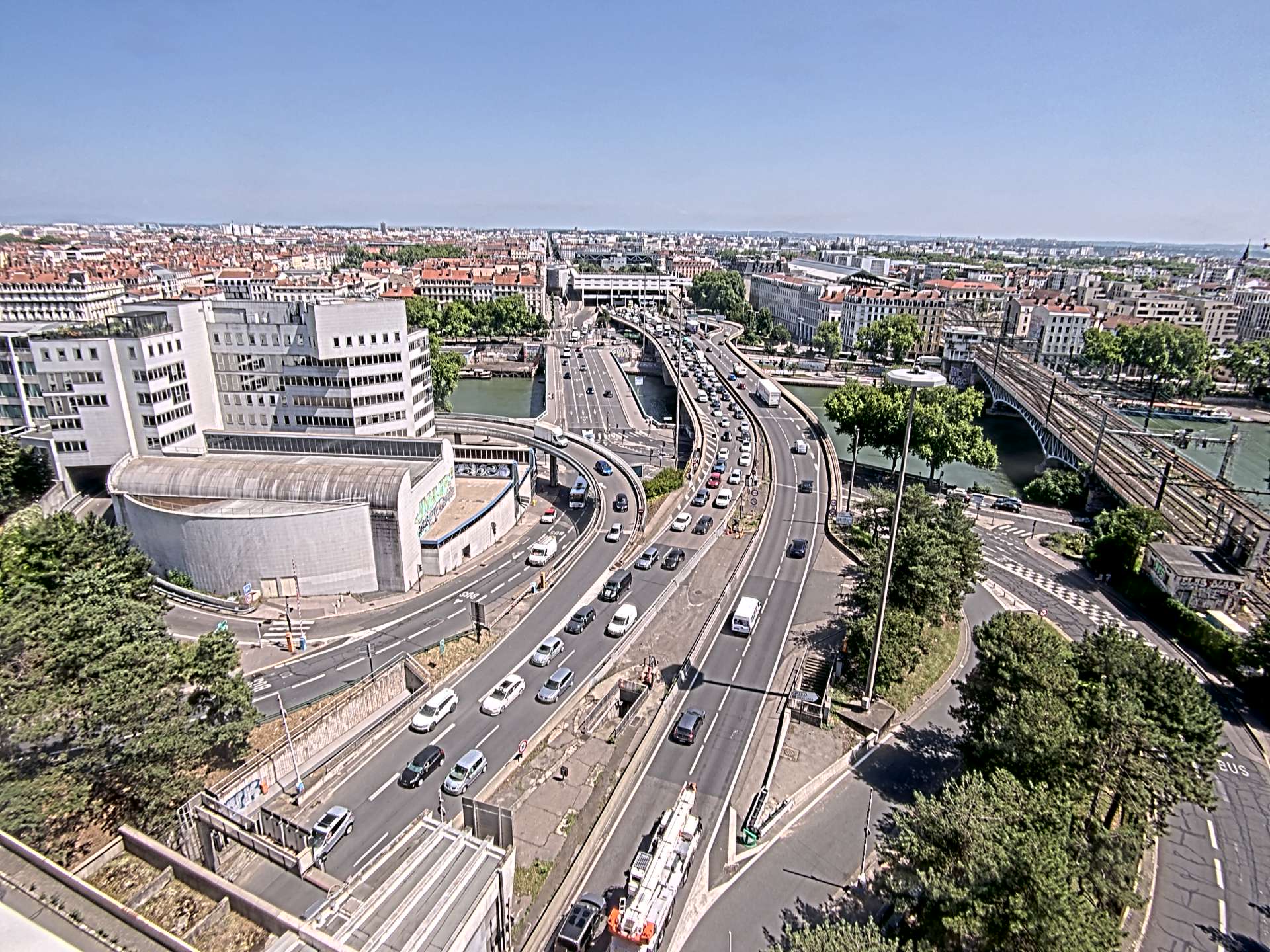 Caméra autoroute à Lyon Perrache à l'entrée Sud du Tunnel sous Fourvière, en direction de Marseille