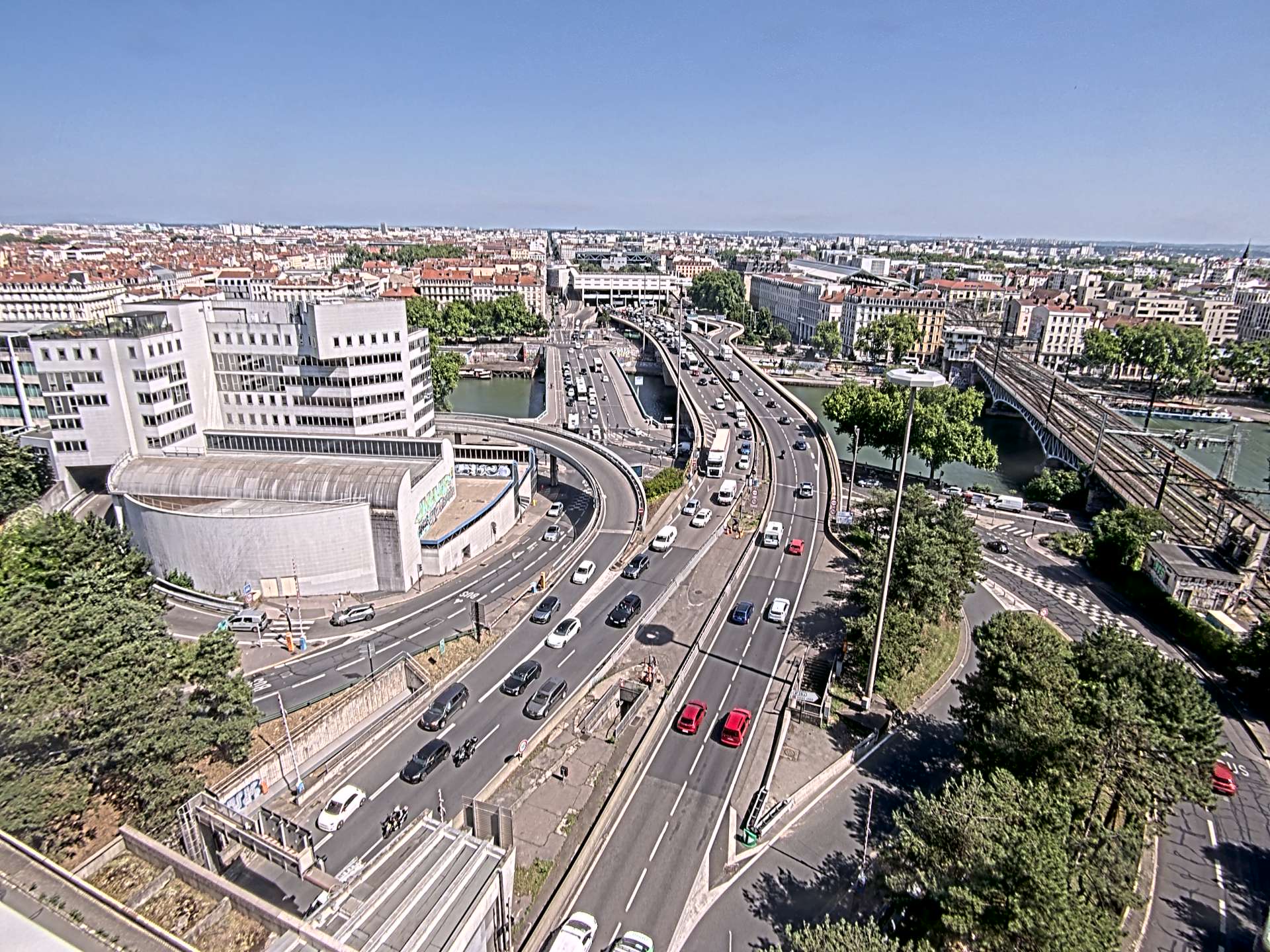 Caméra autoroute à Lyon Perrache à l'entrée Sud du Tunnel sous Fourvière, en direction de Marseille