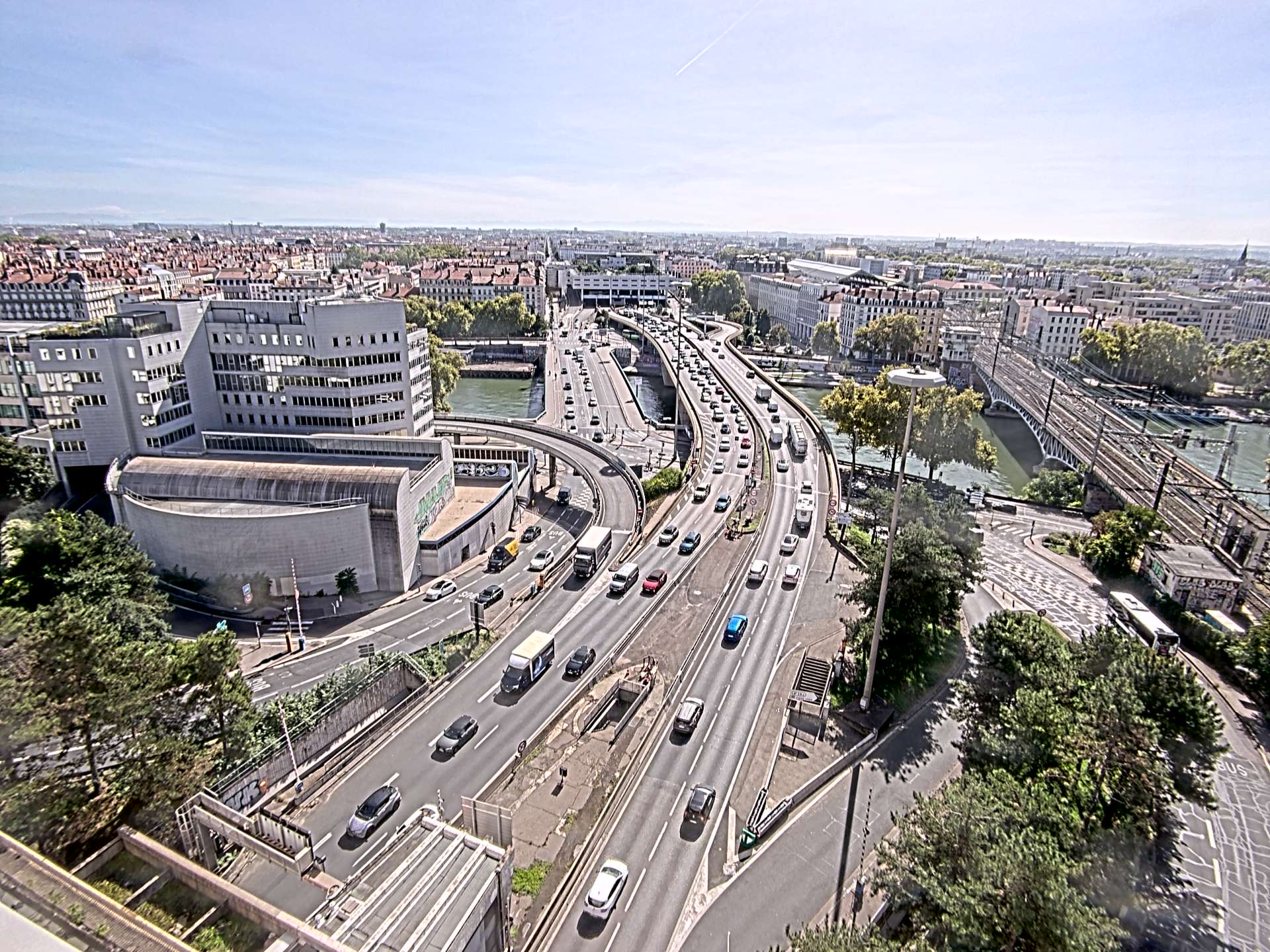 Caméra autoroute à Lyon Perrache à l'entrée Sud du Tunnel sous Fourvière, en direction de Marseille