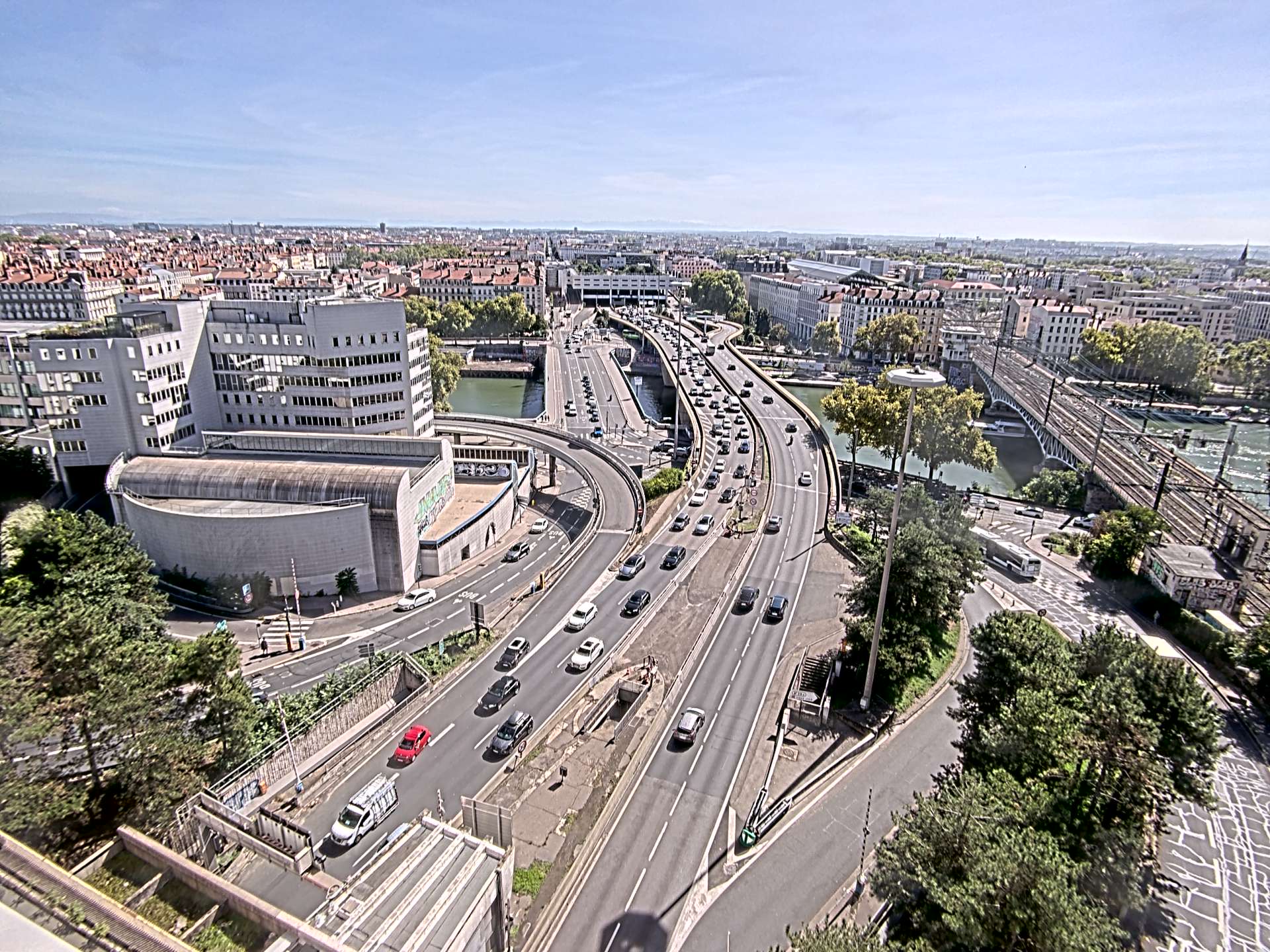Caméra autoroute à Lyon Perrache à l'entrée Sud du Tunnel sous Fourvière, en direction de Marseille